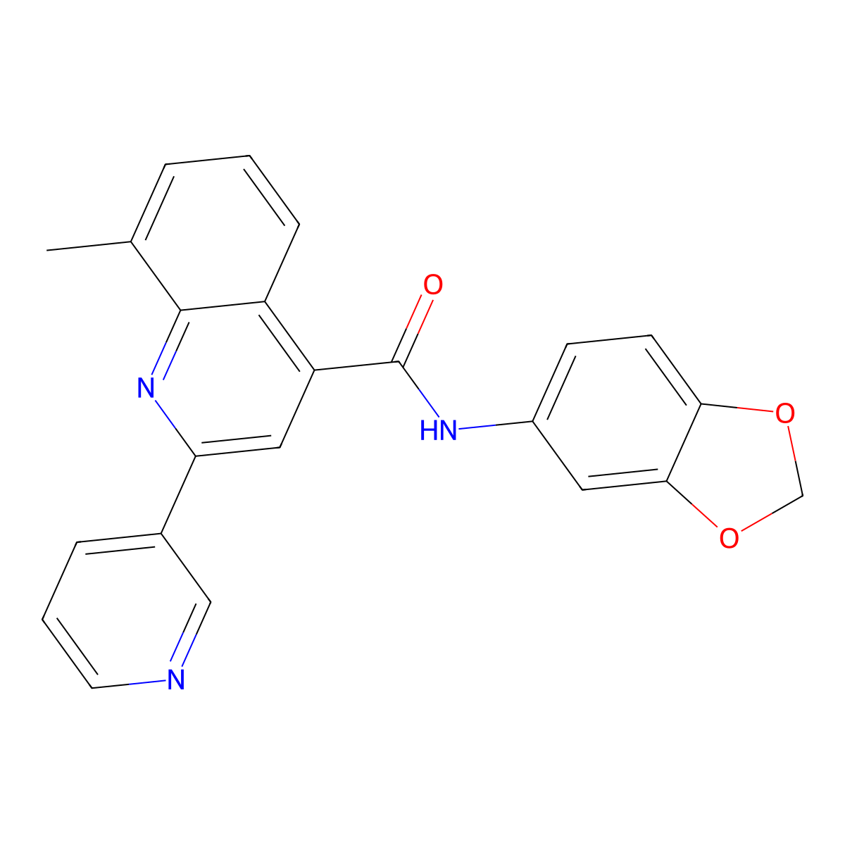 N-(1,3-benzodioxol-5-yl)-8-methyl-2-(pyridin-3-yl)quinoline-4-carboxamide molecular structure, CAS 669705-25-3