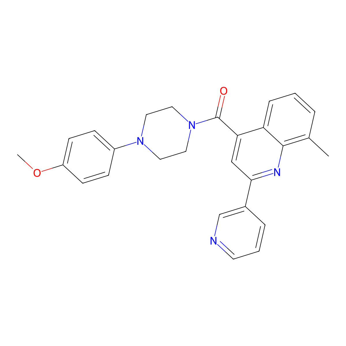 [4-(4-Methoxyphenyl)piperazin-1-yl][8-methyl-2-(pyridin-3-yl)quinolin-4-yl]methanone molecular structure, CAS 669705-29-7