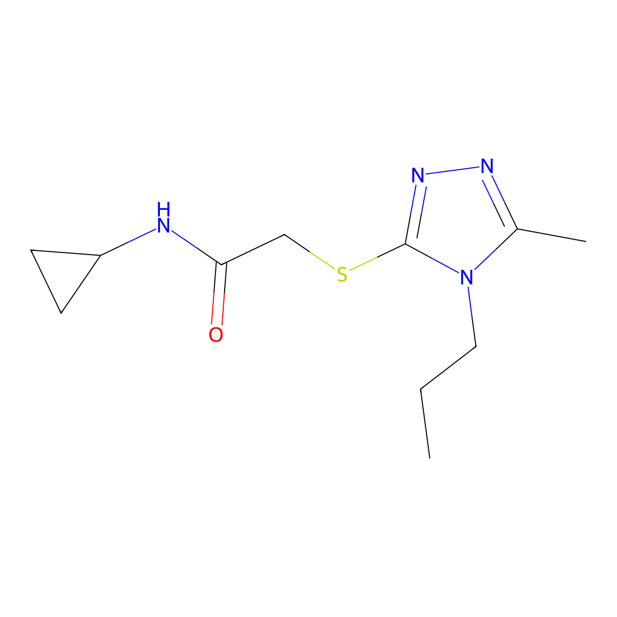 N-cyclopropyl-2-[(5-methyl-4-propyl-4H-1,2,4-triazol-3-yl)sulfanyl]acetamide molecular structure, CAS 669705-32-2