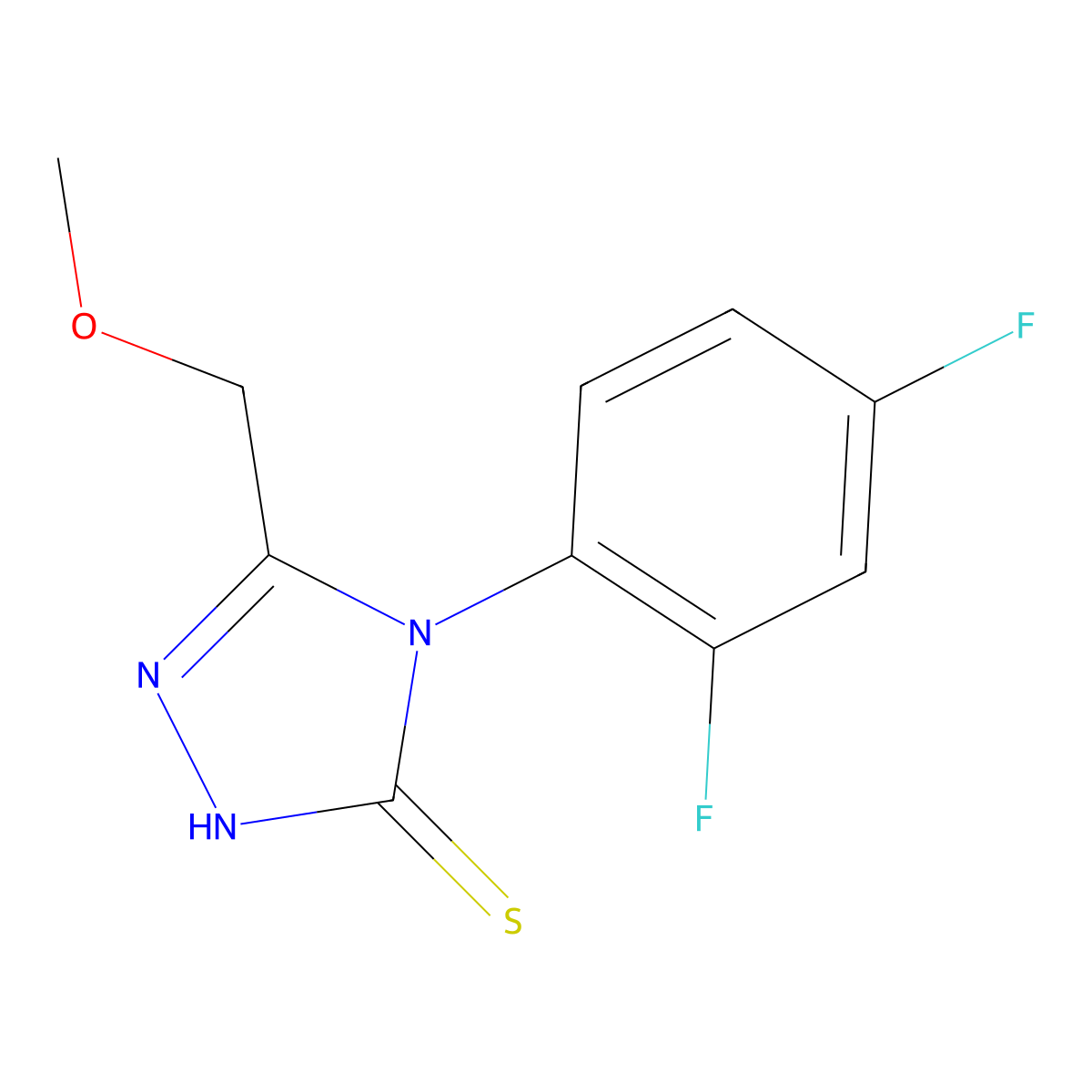 4-(2,4-Difluorophenyl)-5-(methoxymethyl)-1,2,4-triazole-3-thiol molecular structure, CAS 669705-36-6