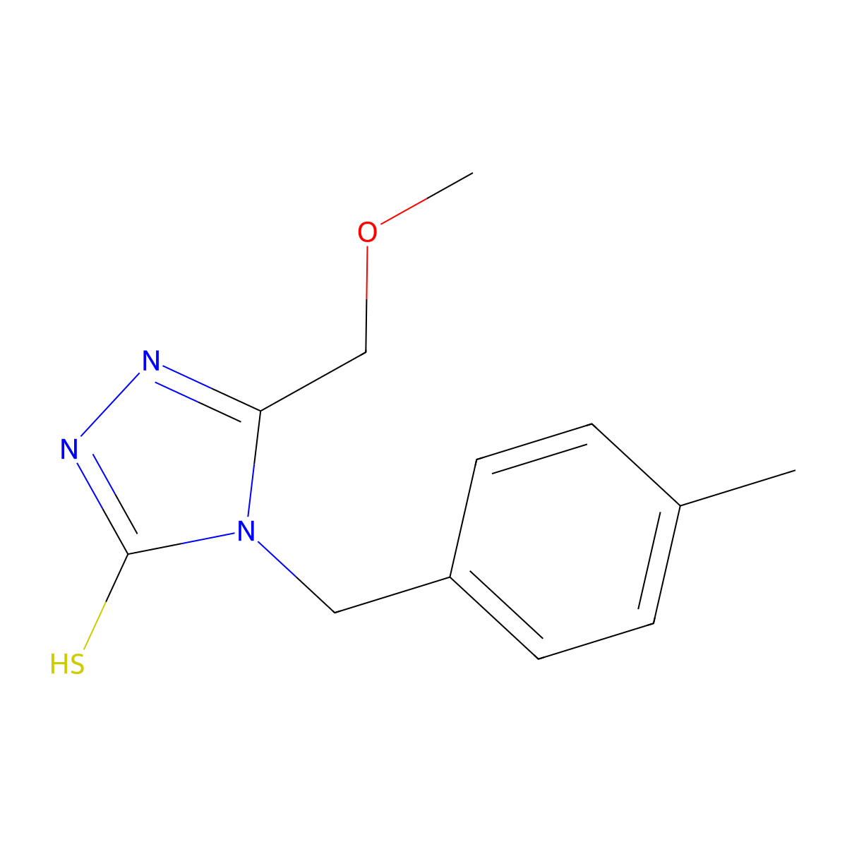 5-(Methoxymethyl)-4-[(4-methylphenyl)methyl]-1,2,4-triazole-3-thiol molecular structure, CAS 669705-53-7