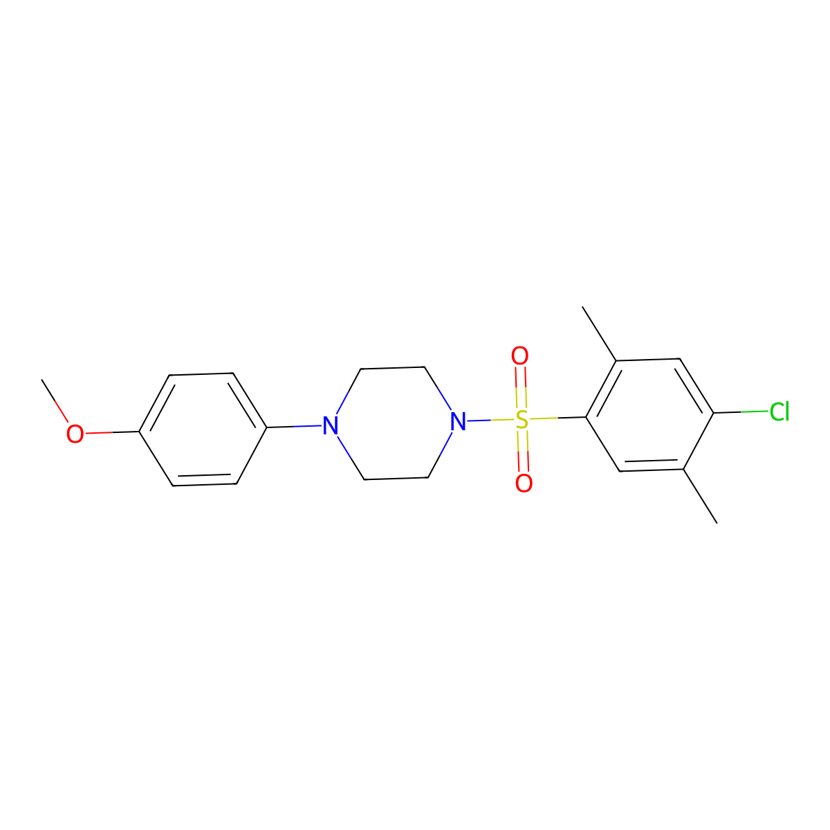 1-[(4-Chloro-2,5-dimethylphenyl)sulfonyl]-4-(4-methoxyphenyl)piperazine molecular structure, CAS 669705-58-2