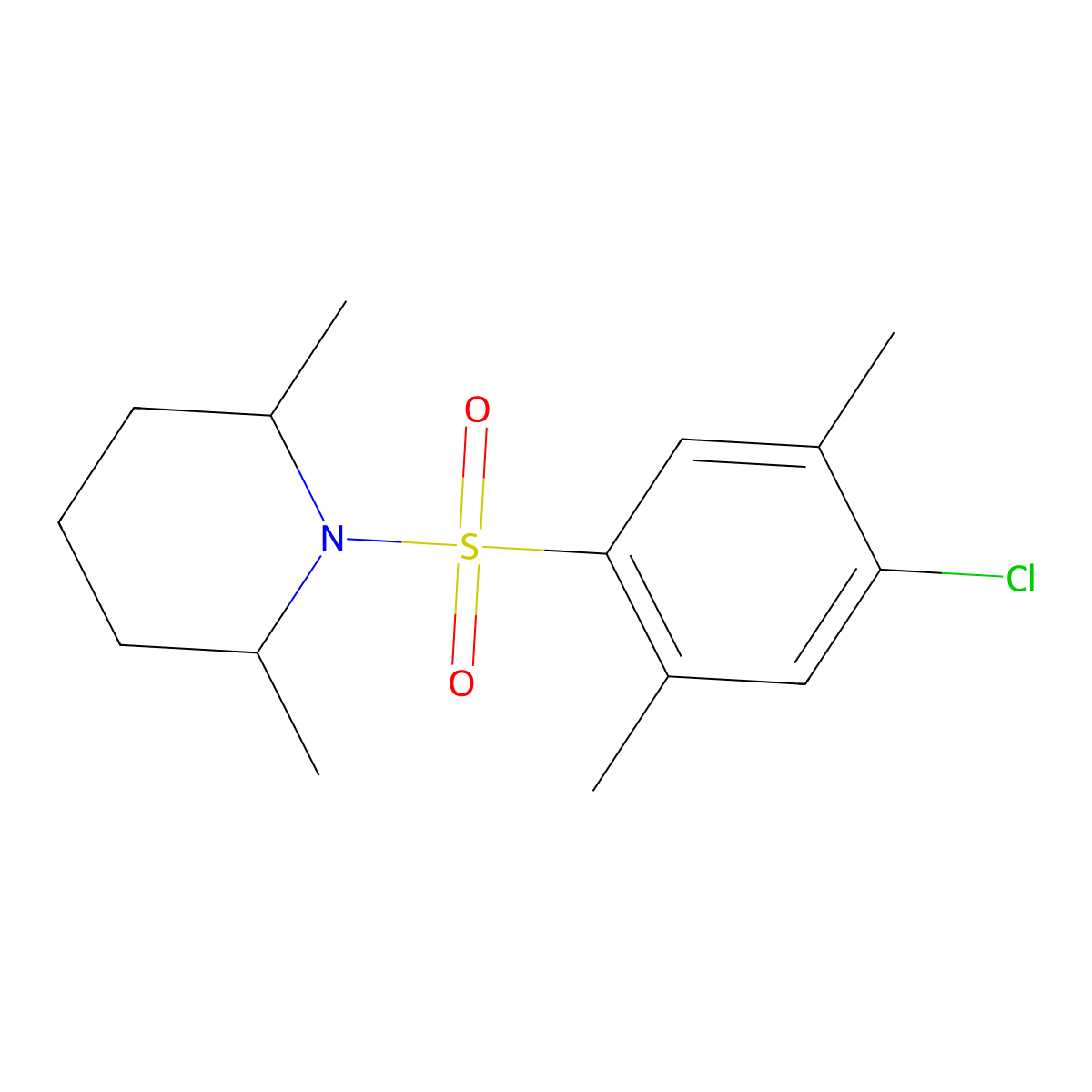 1-[(2,6-Dimethylpiperidyl)sulfonyl]-4-chloro-2,5-dimethylbenzene molecular structure, CAS 669707-99-7