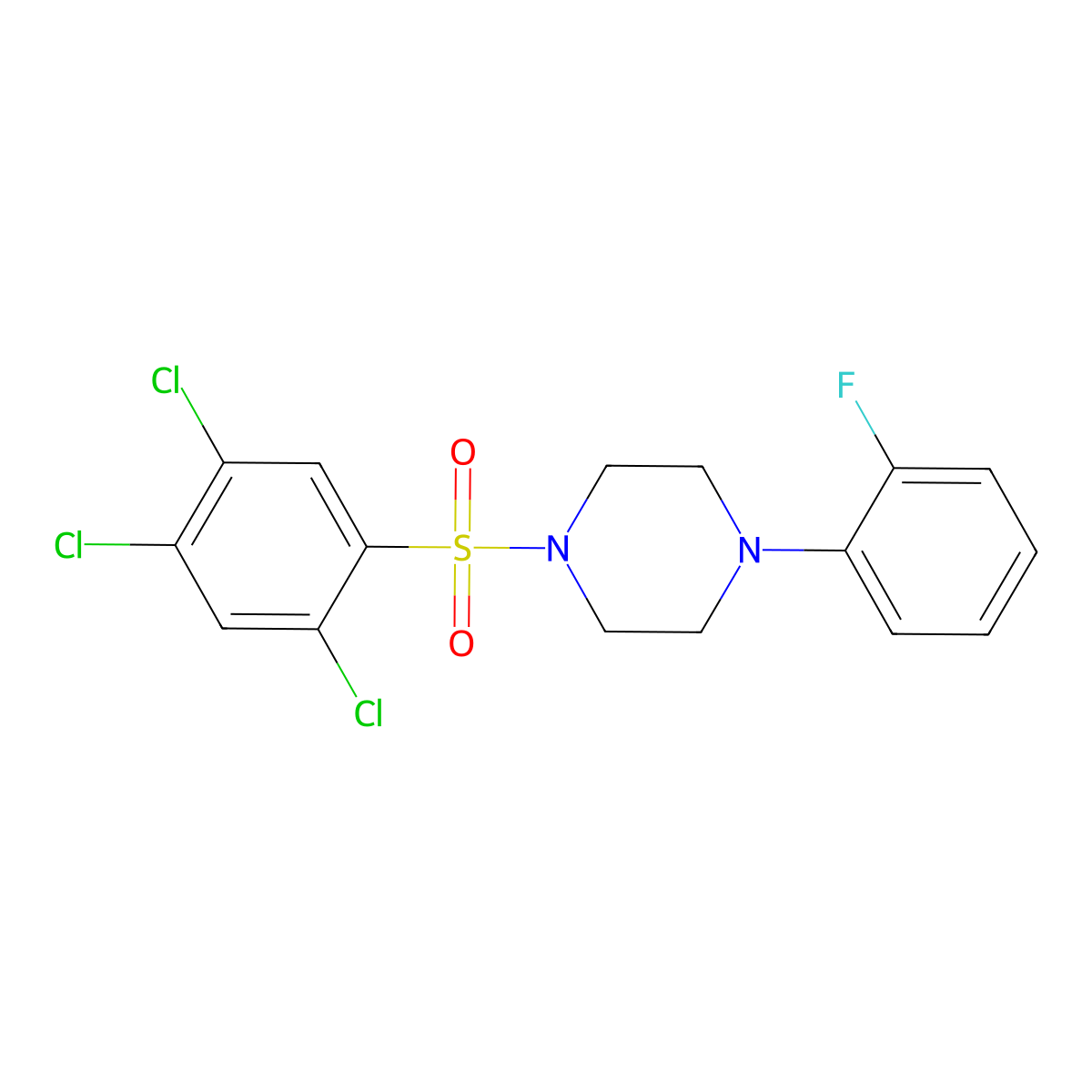 1-(2-Fluorophenyl)-4-[(2,4,5-trichlorophenyl)sulfonyl]piperazine molecular structure, CAS 669708-00-3