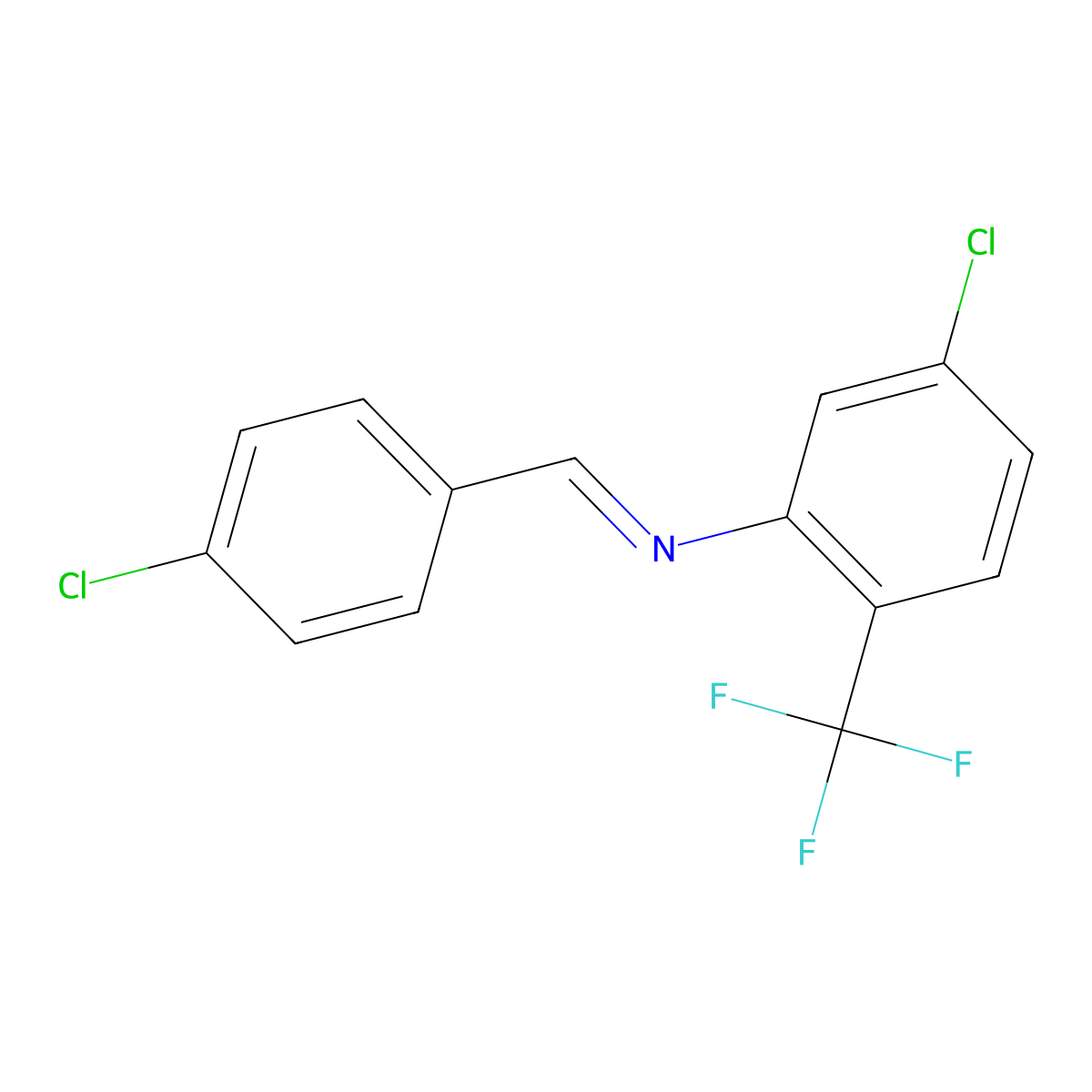 5-chloro-N-[(E)-(4-chlorophenyl)methylidene]-2-(trifluoromethyl)aniline molecular structure, CAS 669708-13-8