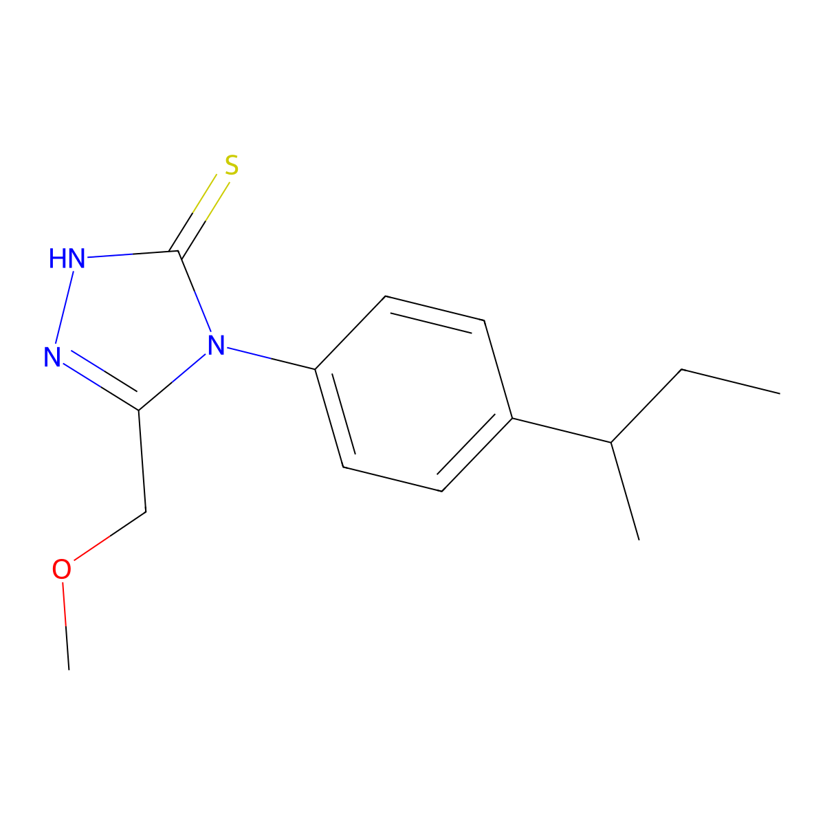 4-[4-(butan-2-yl)phenyl]-5-(methoxymethyl)-4H-1,2,4-triazole-3-thiol molecular structure, CAS 669708-20-7
