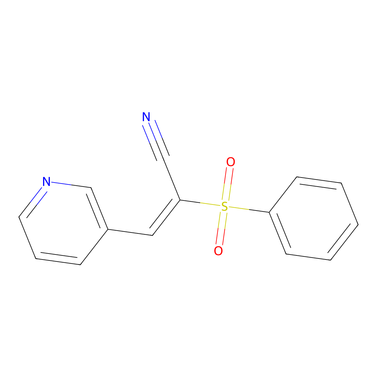 2-(Phenylsulfonyl)-3-(3-pyridyl)prop-2-enenitrile molecular structure, CAS 669708-39-8