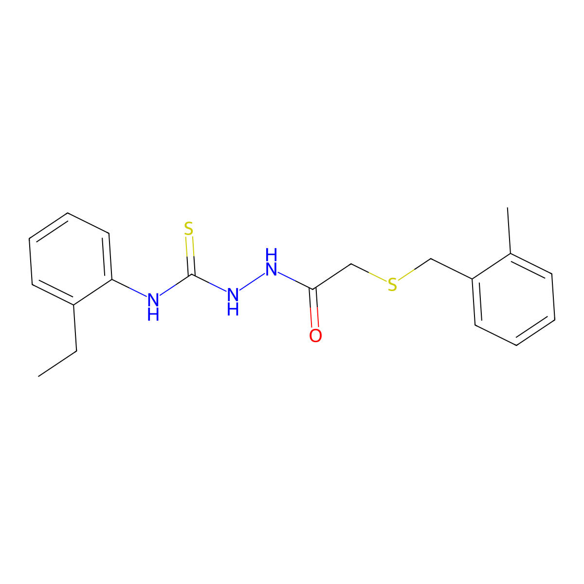 N-(2-ethylphenyl)-2-{[(2-methylbenzyl)sulfanyl]acetyl}hydrazinecarbothioamide molecular structure, CAS 669708-66-1