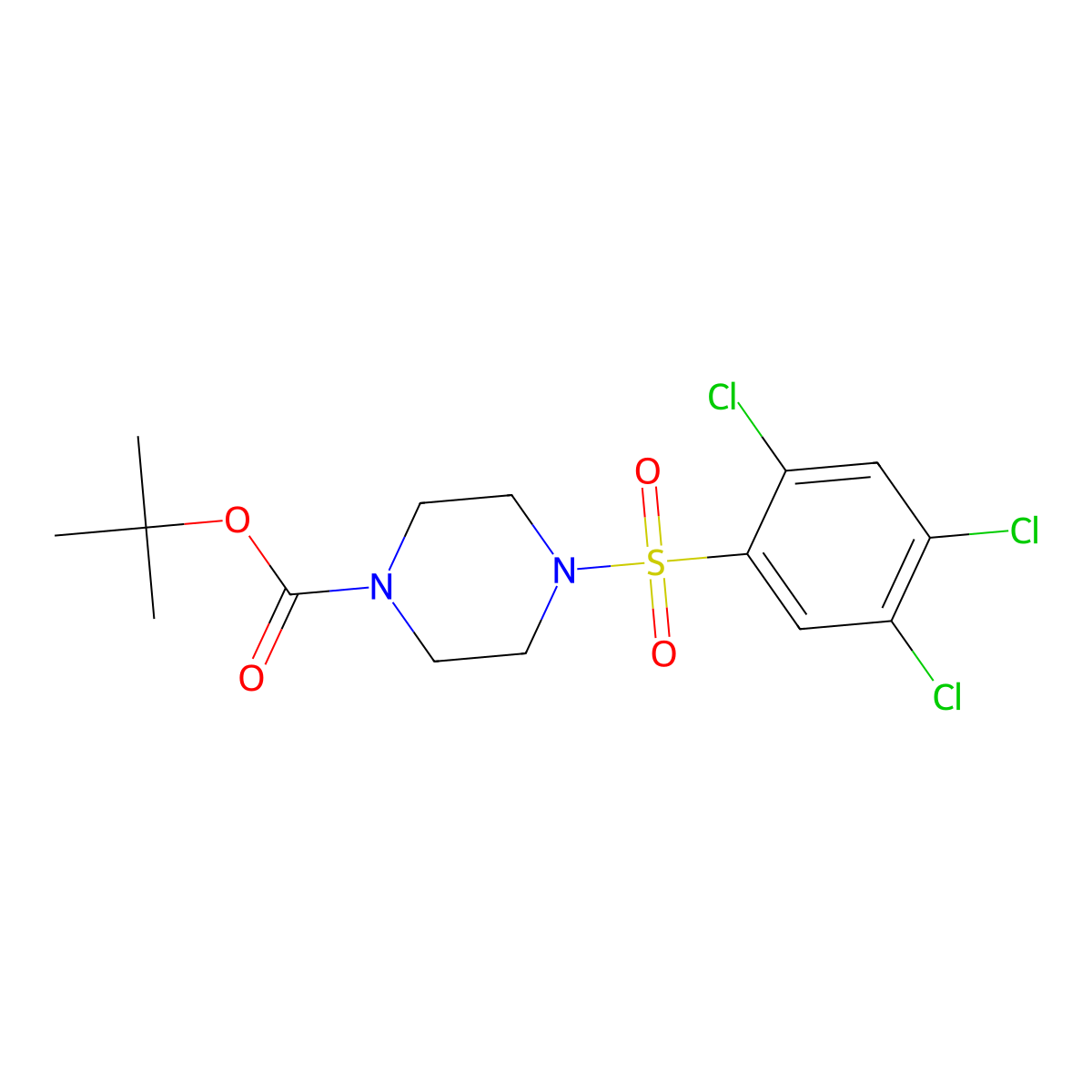 Tert-butyl 4-[(2,4,5-trichlorophenyl)sulfonyl]piperazinecarboxylate molecular structure, CAS 669708-75-2