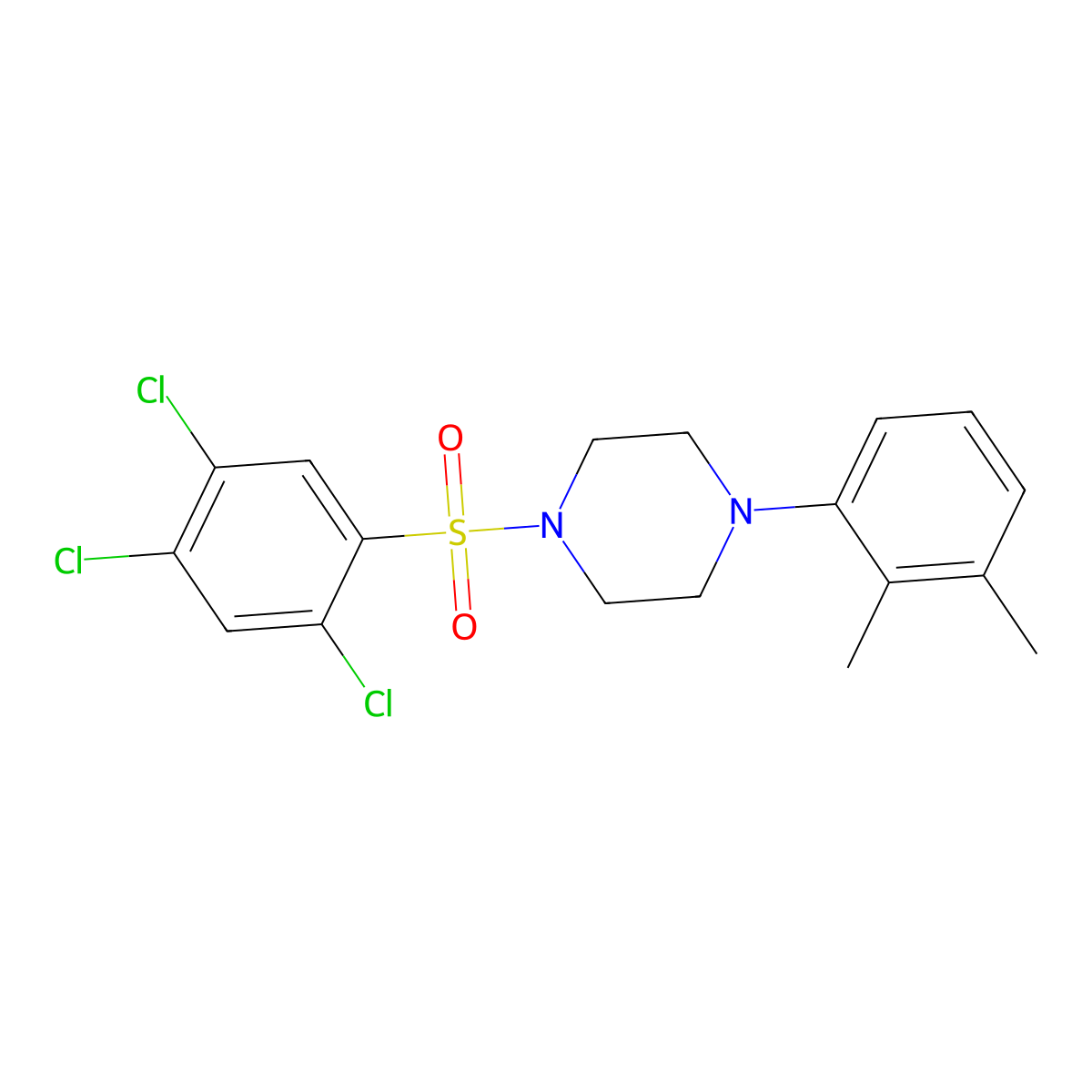 1-(2,3-Dimethylphenyl)-4-(2,4,5-trichlorobenzenesulfonyl)piperazine molecular structure, CAS 669708-79-6