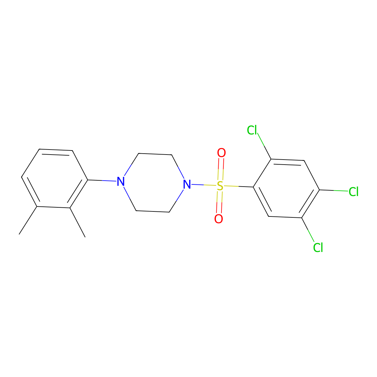 1-(2,3-Dimethylphenyl)-4-(2,4,5-trichlorobenzenesulfonyl)piperazine molecular structure, CAS 669708-79-6