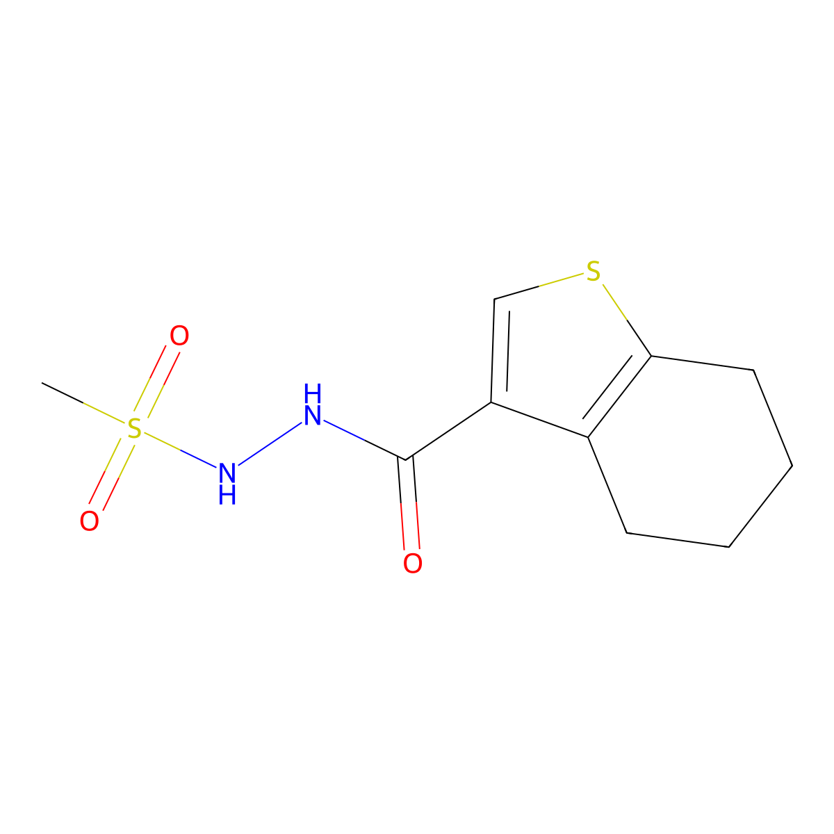 N'-(methylsulfonyl)-4,5,6,7-tetrahydro-1-benzothiophene-3-carbohydrazide molecular structure, CAS 669708-81-0