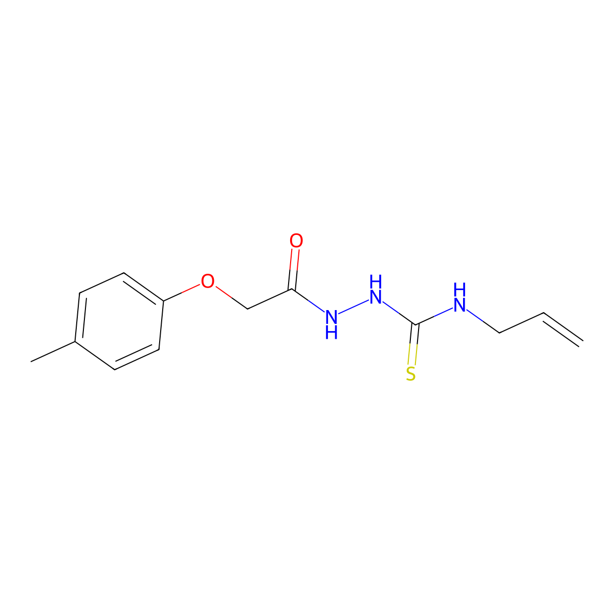 2-(4-methylphenoxy)-N-{[(prop-2-enylamino)thioxomethyl]amino}acetamide molecular structure, CAS 669708-88-7