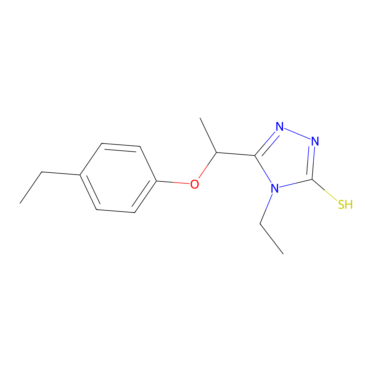 4-ethyl-5-[1-(4-ethylphenoxy)ethyl]-4H-1,2,4-triazole-3-thiol molecular structure, CAS 669708-91-2