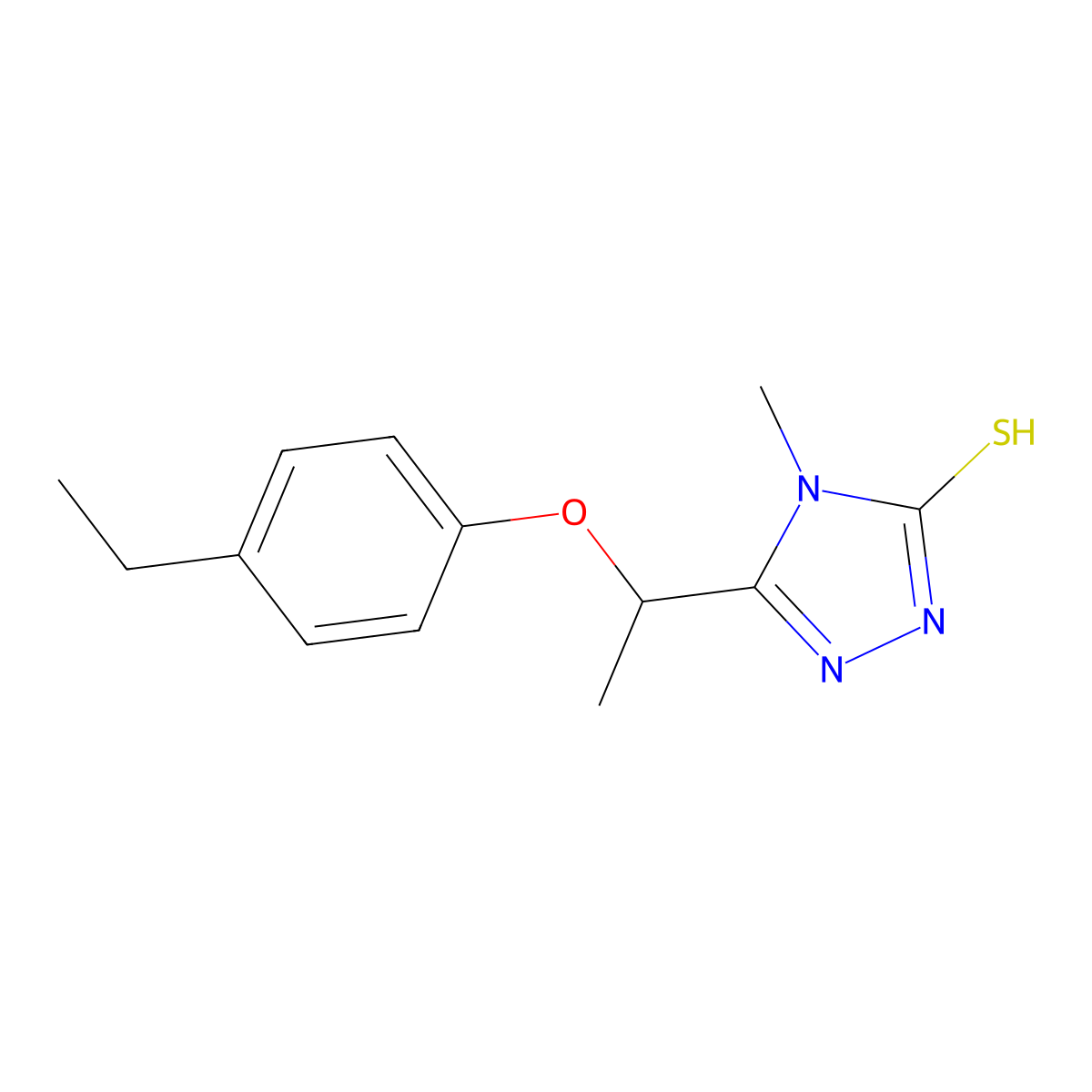 5-[1-(4-ethylphenoxy)ethyl]-4-methyl-4H-1,2,4-triazole-3-thiol molecular structure, CAS 669708-93-4