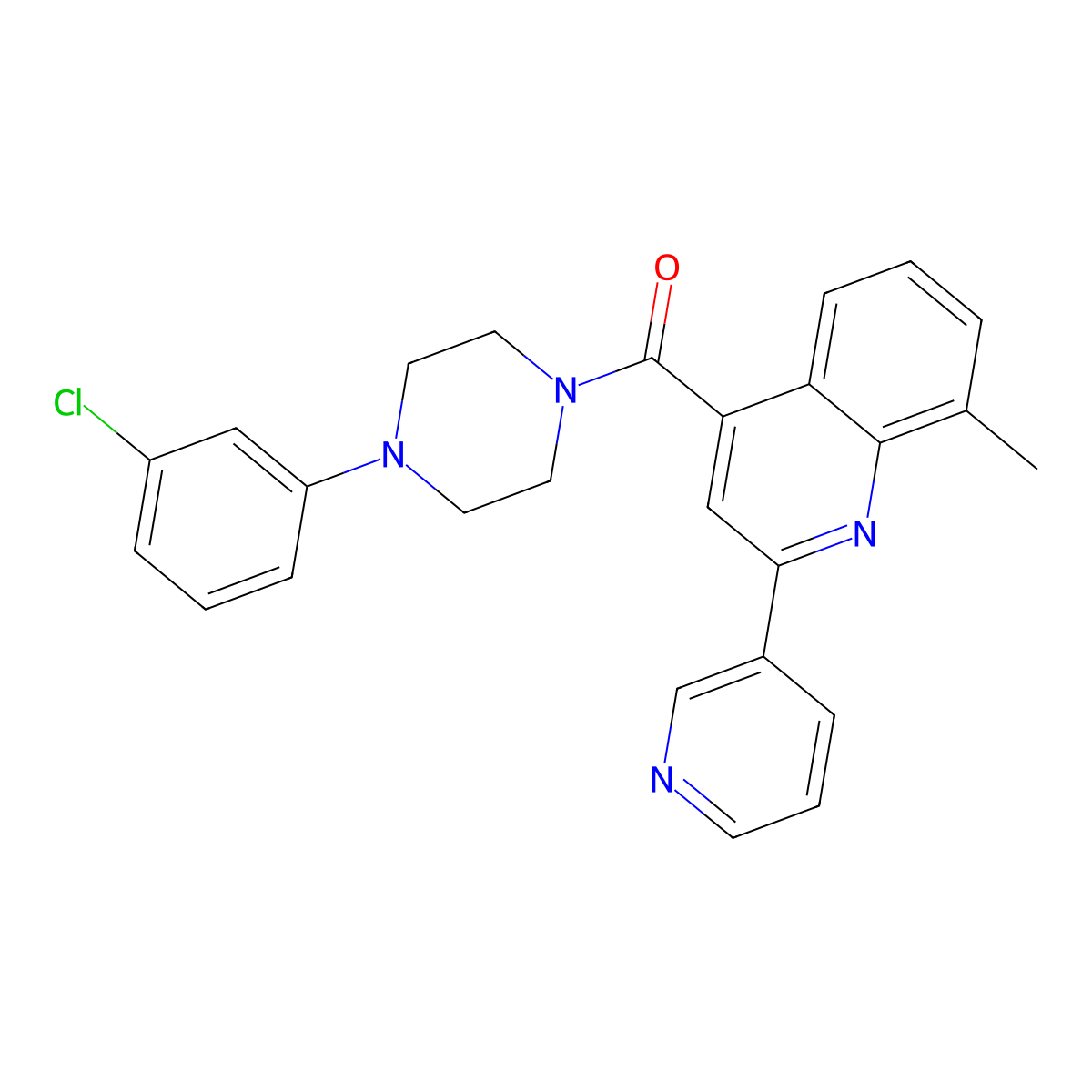 [4-(3-Chlorophenyl)piperazin-1-yl][8-methyl-2-(pyridin-3-yl)quinolin-4-yl]methanone molecular structure, CAS 669708-96-7