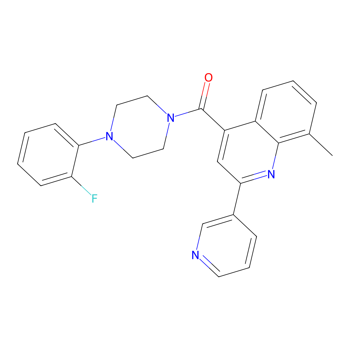 [4-(2-Fluorophenyl)piperazin-1-yl][8-methyl-2-(pyridin-3-yl)quinolin-4-yl]methanone molecular structure, CAS 669708-98-9