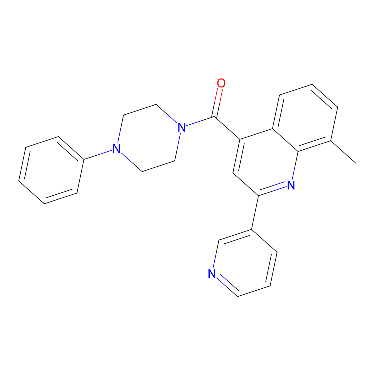 [8-Methyl-2-(pyridin-3-yl)quinolin-4-yl](4-phenylpiperazin-1-yl)methanone molecular structure, CAS 669709-04-0