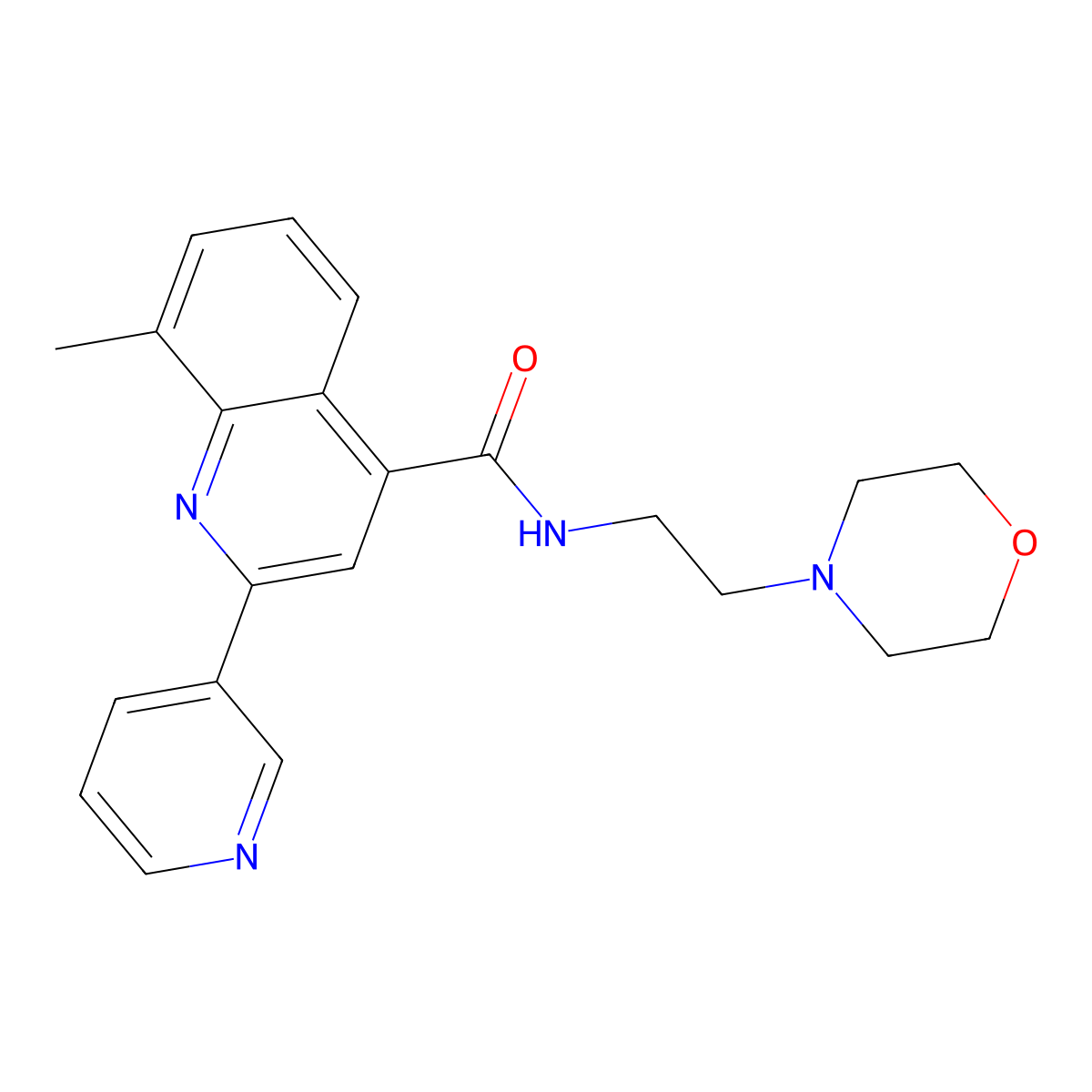 8-methyl-N-[2-(morpholin-4-yl)ethyl]-2-(pyridin-3-yl)quinoline-4-carboxamide molecular structure, CAS 669709-10-8