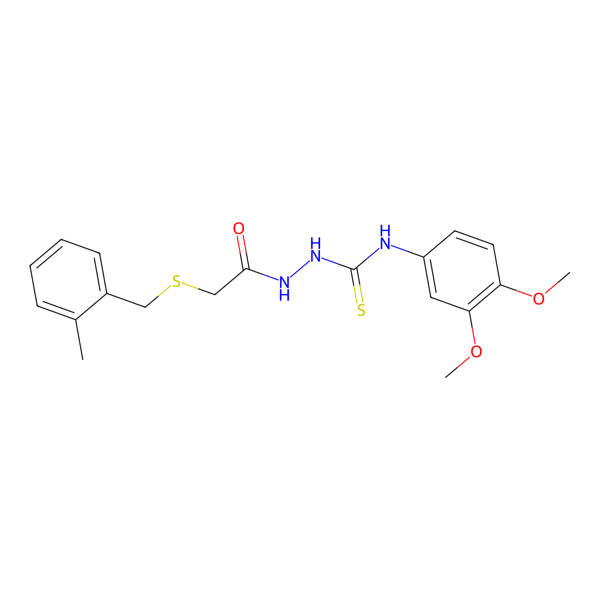 N-(3,4-dimethoxyphenyl)-2-{[(2-methylbenzyl)sulfanyl]acetyl}hydrazinecarbothioamide molecular structure, CAS 669709-19-7