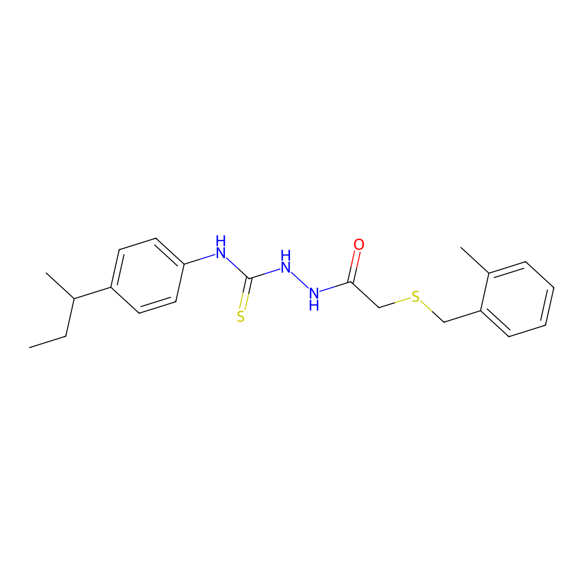 N-[4-(butan-2-yl)phenyl]-2-{[(2-methylbenzyl)sulfanyl]acetyl}hydrazinecarbothioamide molecular structure, CAS 669709-26-6