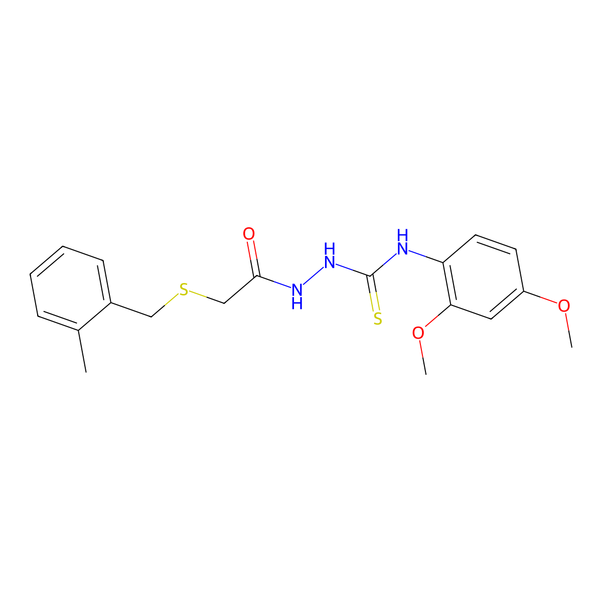 N-(2,4-dimethoxyphenyl)-2-{[(2-methylbenzyl)sulfanyl]acetyl}hydrazinecarbothioamide molecular structure, CAS 669709-29-9