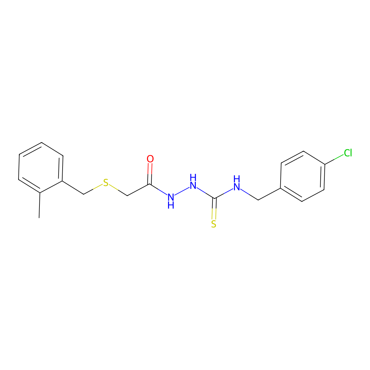 N-(4-chlorobenzyl)-2-{[(2-methylbenzyl)sulfanyl]acetyl}hydrazinecarbothioamide molecular structure, CAS 669709-36-8