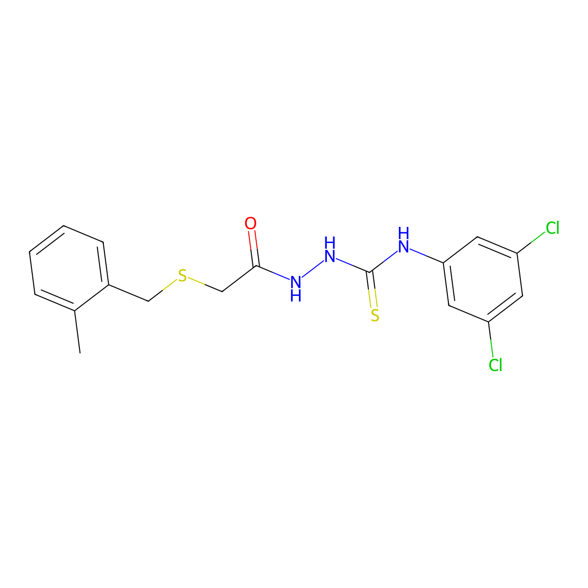 N-(3,5-dichlorophenyl)-2-{[(2-methylbenzyl)sulfanyl]acetyl}hydrazinecarbothioamide molecular structure, CAS 669709-37-9