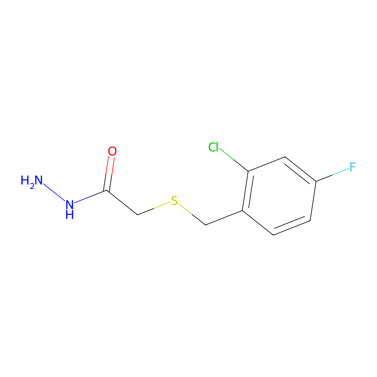 2-[(2-Chloro-4-fluorobenzyl)thio]acetohydrazide molecular structure, CAS 669709-40-4