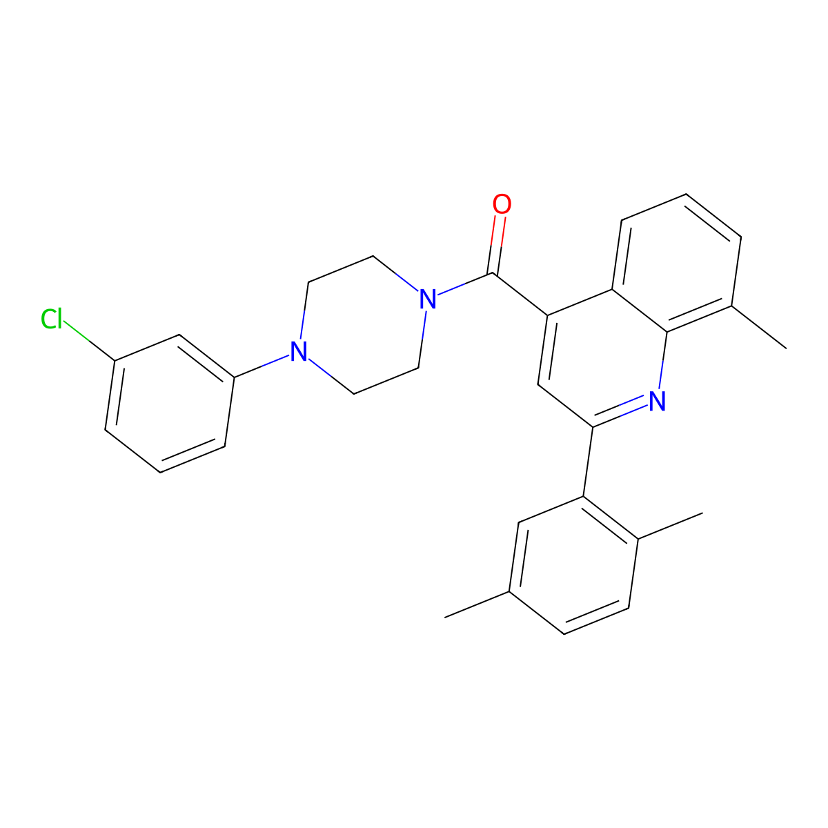 [4-(3-Chlorophenyl)piperazin-1-yl][2-(2,5-dimethylphenyl)-8-methylquinolin-4-yl]methanone molecular structure, CAS 669709-55-1