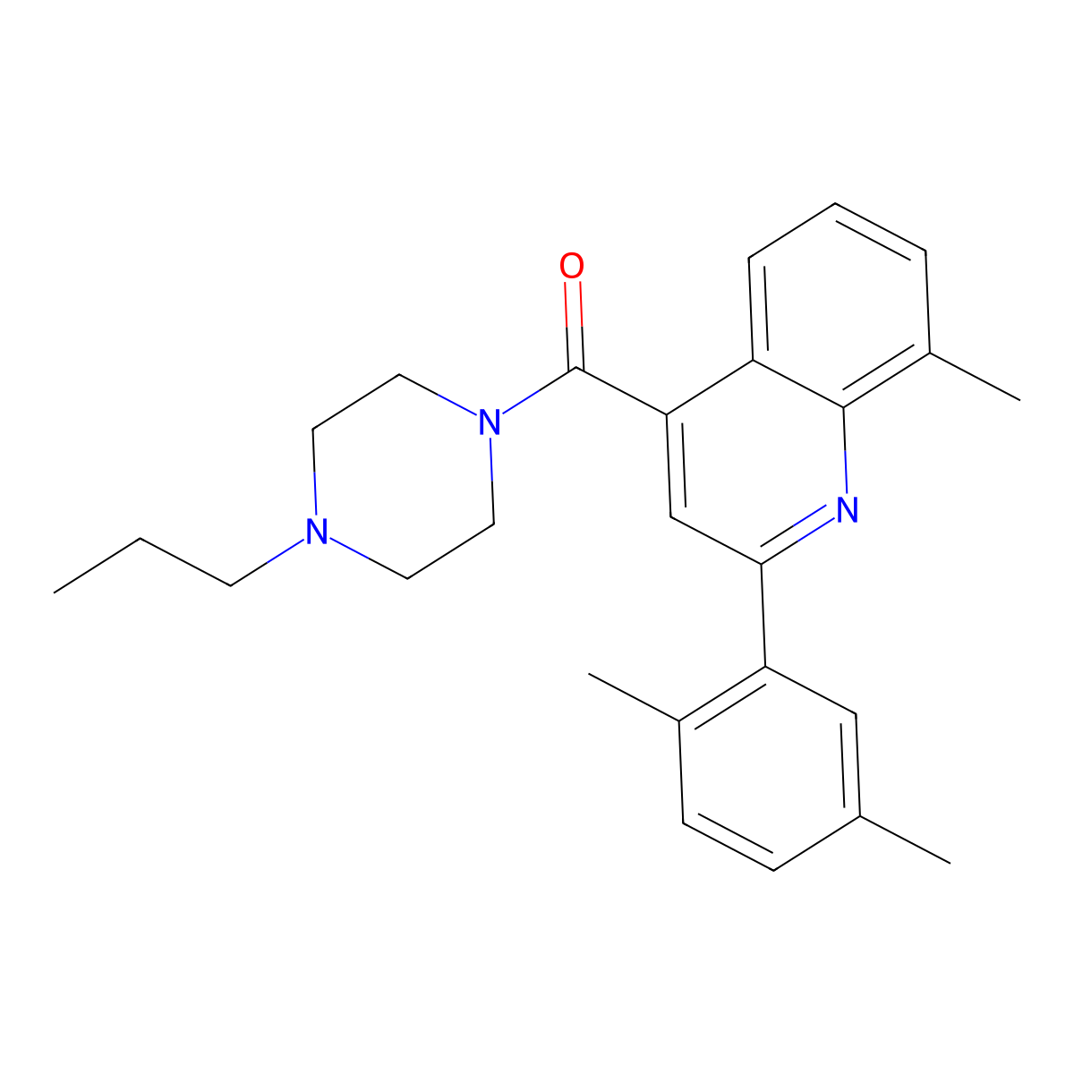 [2-(2,5-Dimethylphenyl)-8-methylquinolin-4-yl](4-propylpiperazin-1-yl)methanone molecular structure, CAS 669709-62-0