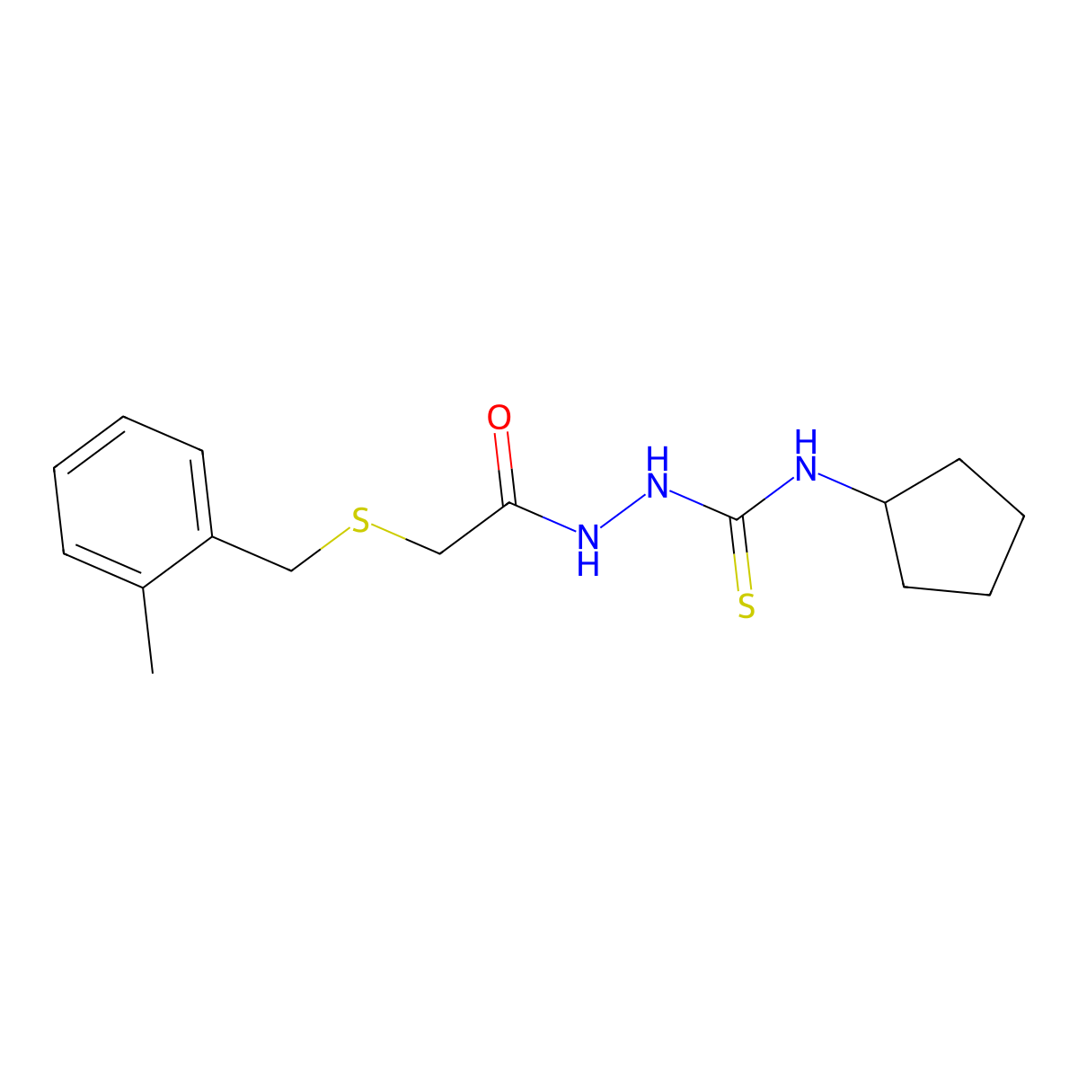 N-cyclopentyl-2-{[(2-methylbenzyl)sulfanyl]acetyl}hydrazinecarbothioamide molecular structure, CAS 669709-78-8