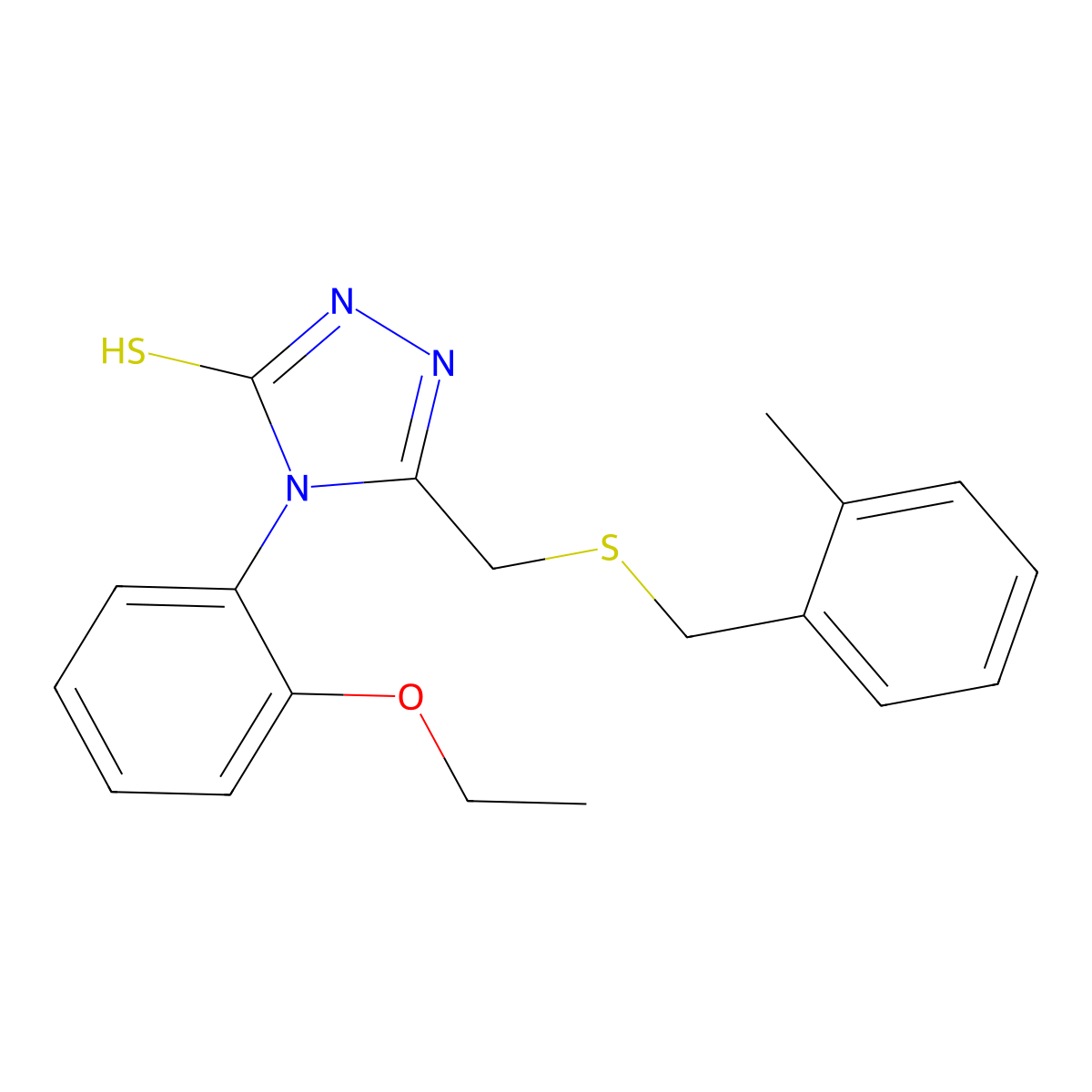 4-(2-ethoxyphenyl)-5-{[(2-methylbenzyl)sulfanyl]methyl}-4H-1,2,4-triazole-3-thiol molecular structure, CAS 669709-91-5