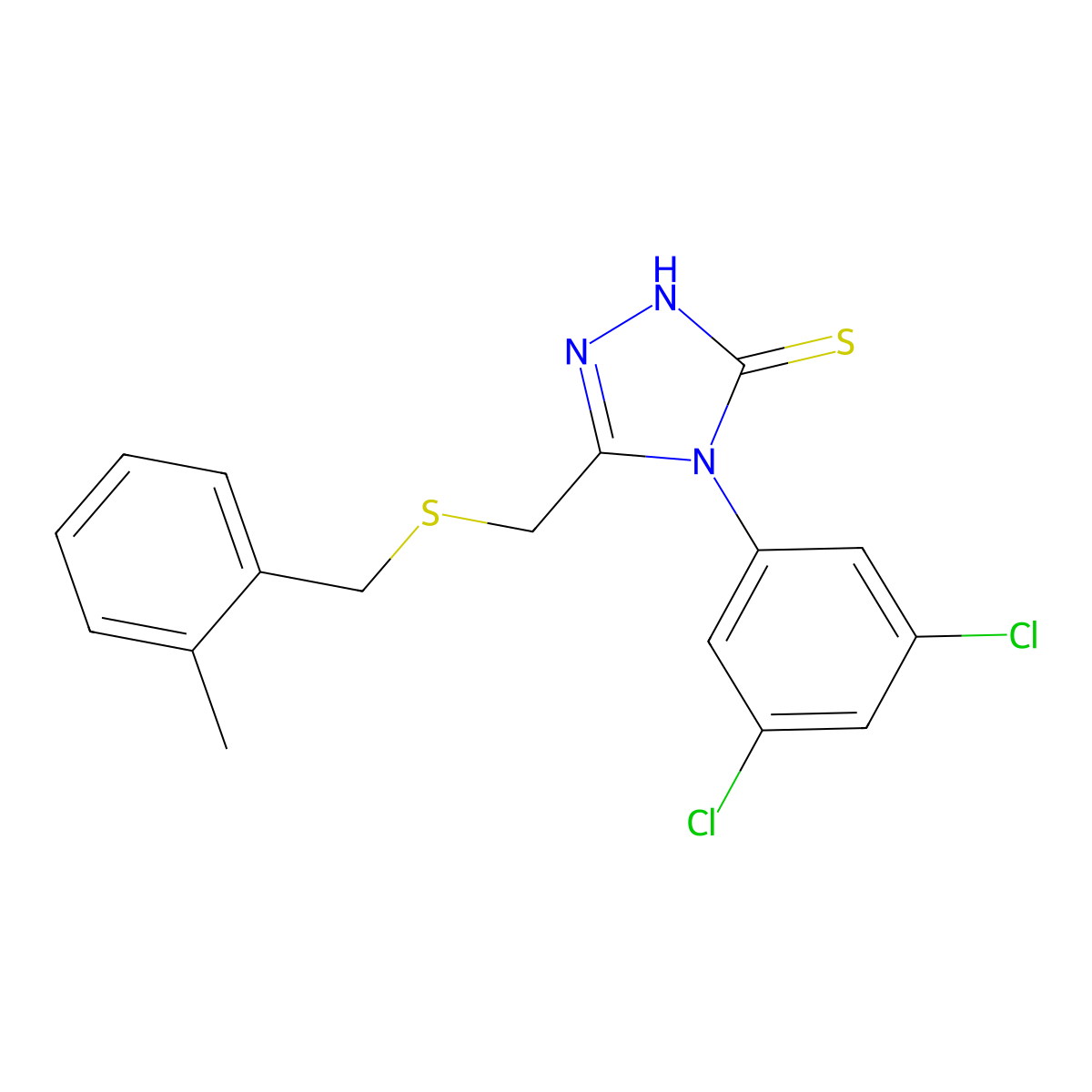 4-(3,5-dichlorophenyl)-5-{[(2-methylbenzyl)sulfanyl]methyl}-4H-1,2,4-triazole-3-thiol molecular structure, CAS 669709-97-1