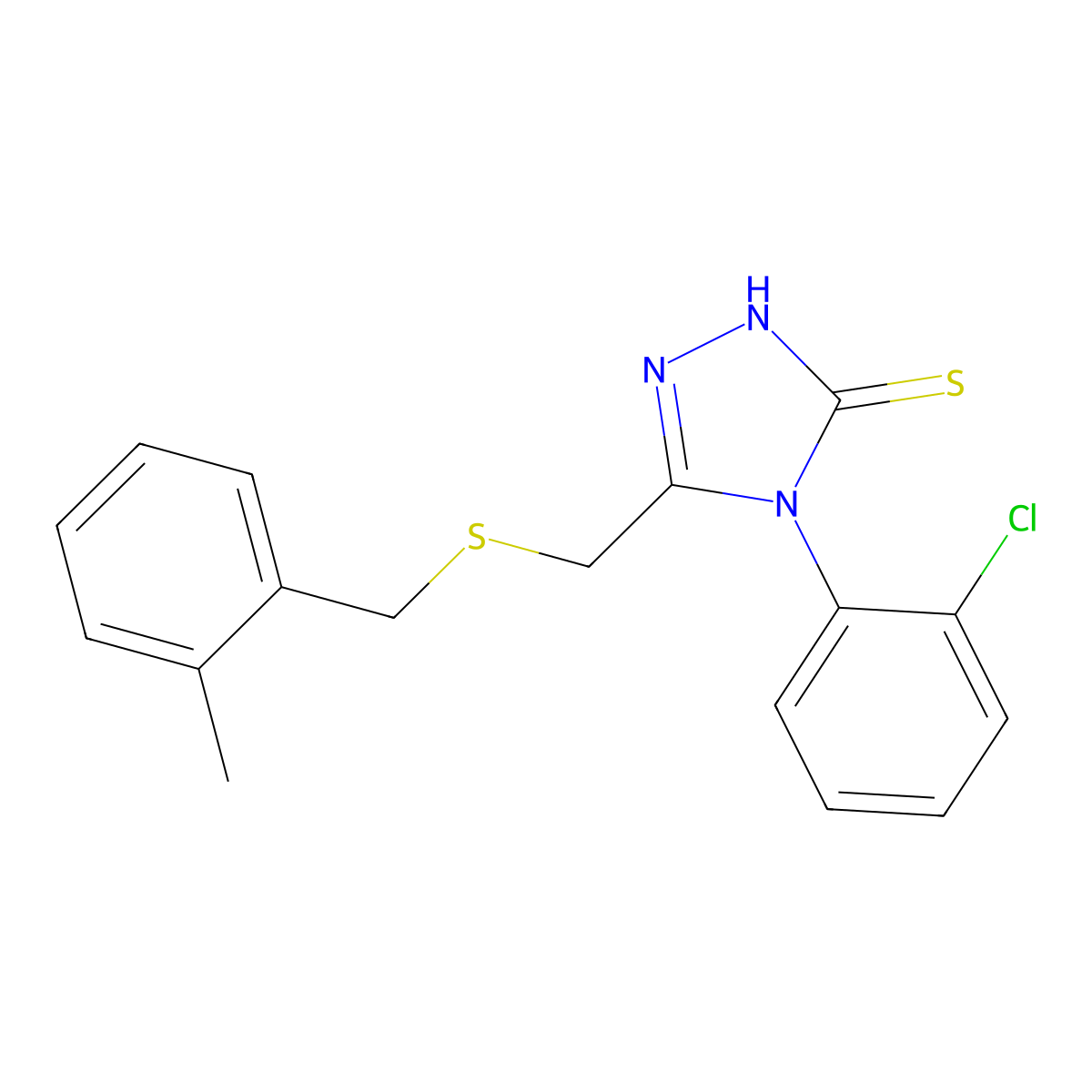 4-(2-chlorophenyl)-5-{[(2-methylbenzyl)sulfanyl]methyl}-4H-1,2,4-triazole-3-thiol molecular structure, CAS 669709-99-3