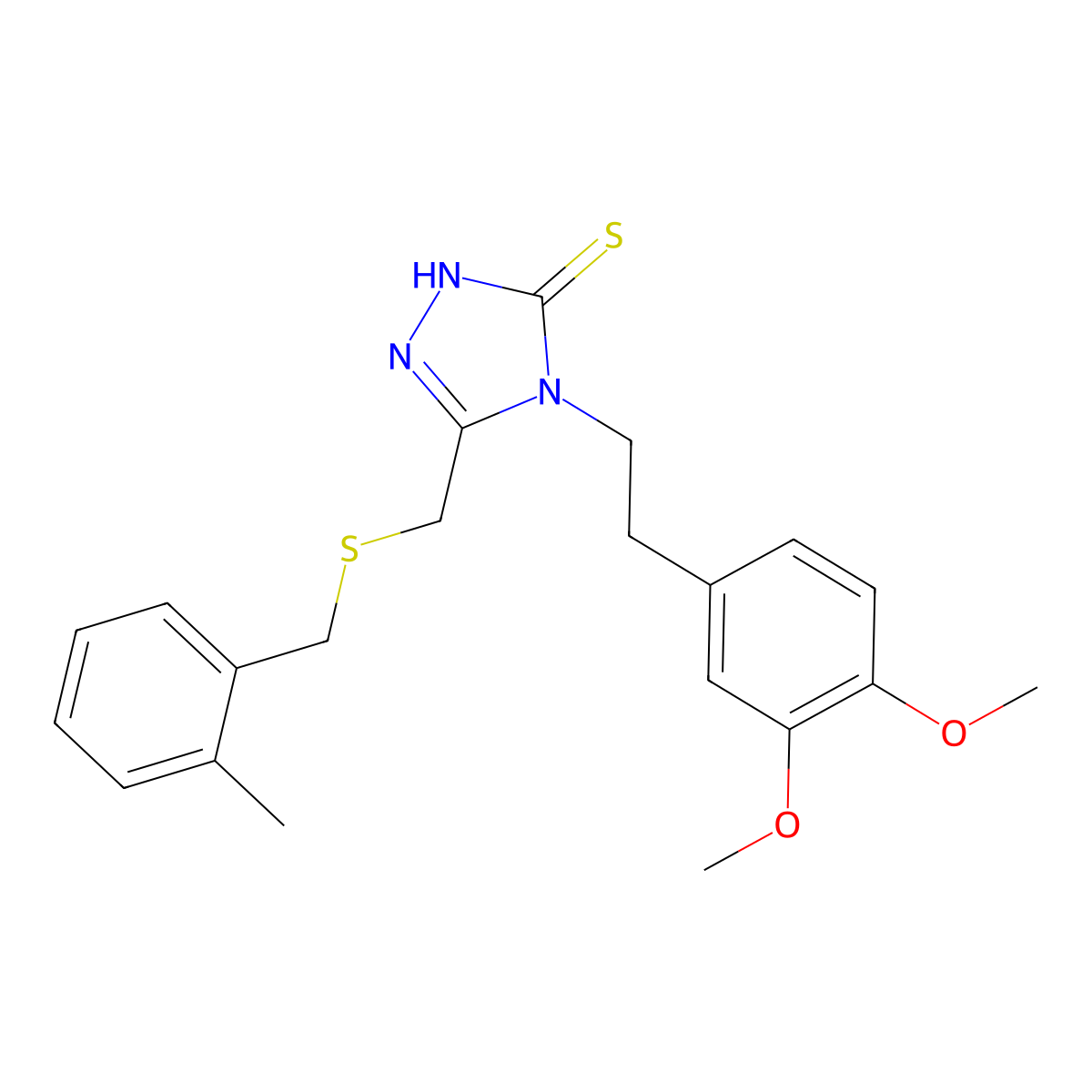 4-[2-(3,4-dimethoxyphenyl)ethyl]-5-{[(2-methylbenzyl)sulfanyl]methyl}-4H-1,2,4-triazole-3-thiol molecular structure, CAS 669710-20-7