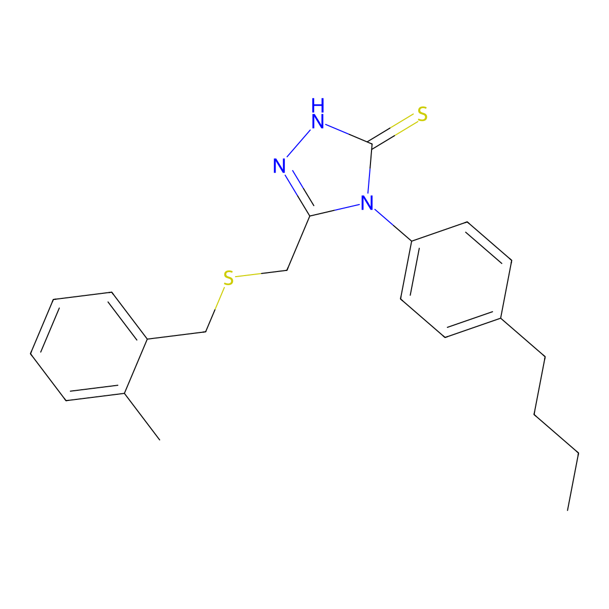 4-(4-butylphenyl)-5-{[(2-methylbenzyl)sulfanyl]methyl}-4H-1,2,4-triazole-3-thiol molecular structure, CAS 669710-22-9