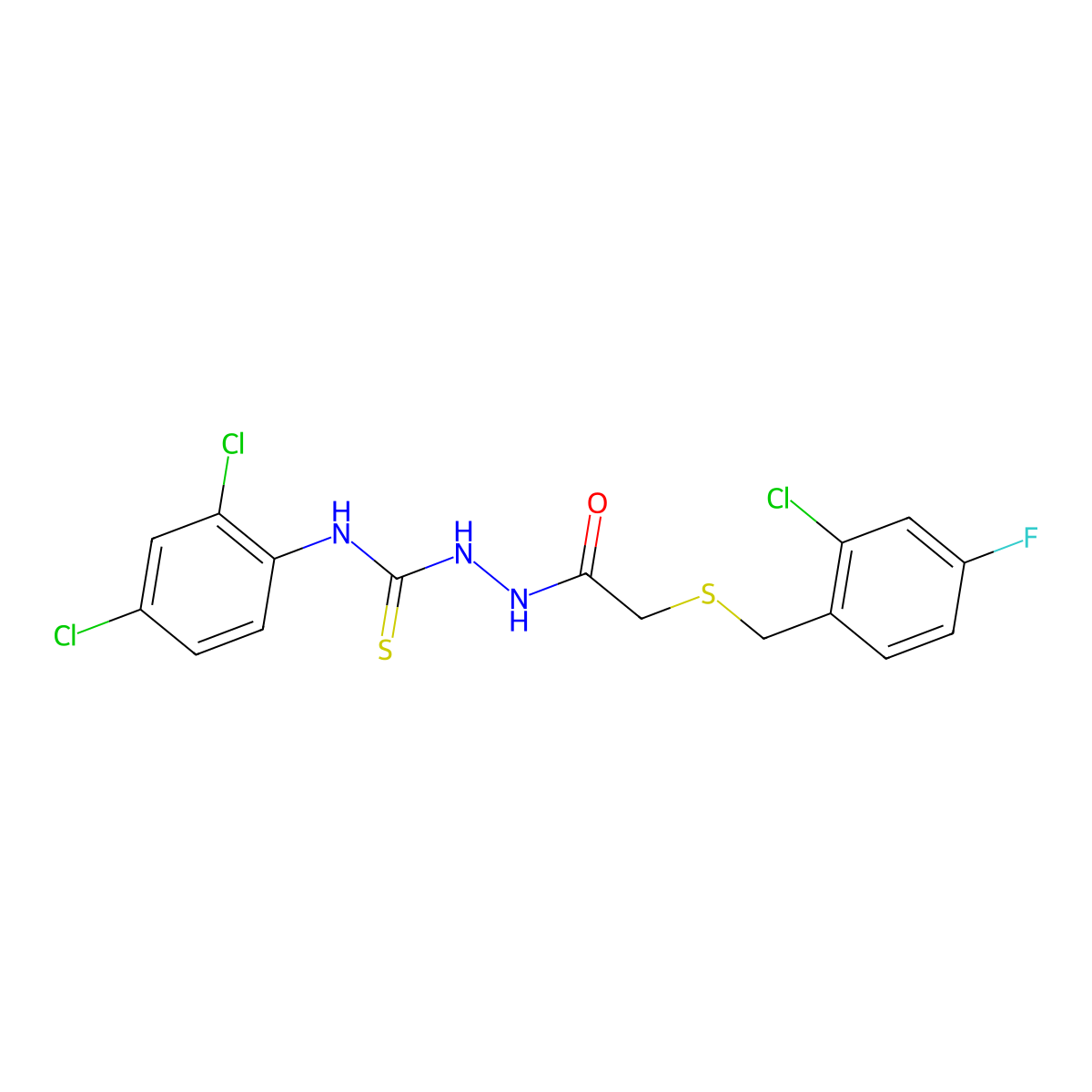 2-{[(2-chloro-4-fluorobenzyl)sulfanyl]acetyl}-N-(2,4-dichlorophenyl)hydrazinecarbothioamide molecular structure, CAS 669710-49-0