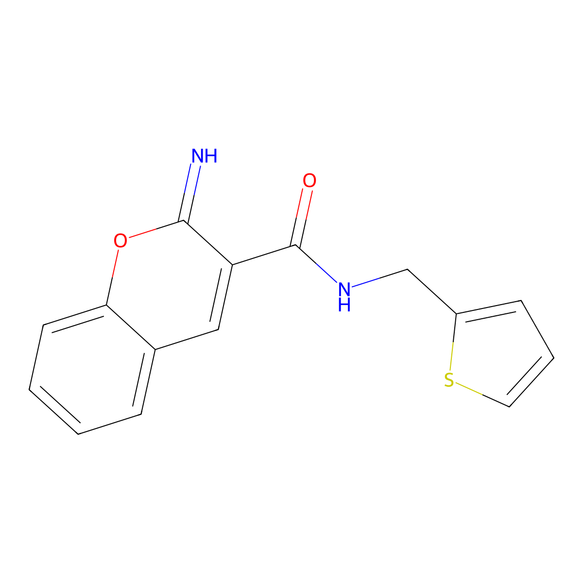 2-imino-N-(thiophen-2-ylmethyl)-2H-chromene-3-carboxamide molecular structure, CAS 669710-98-9