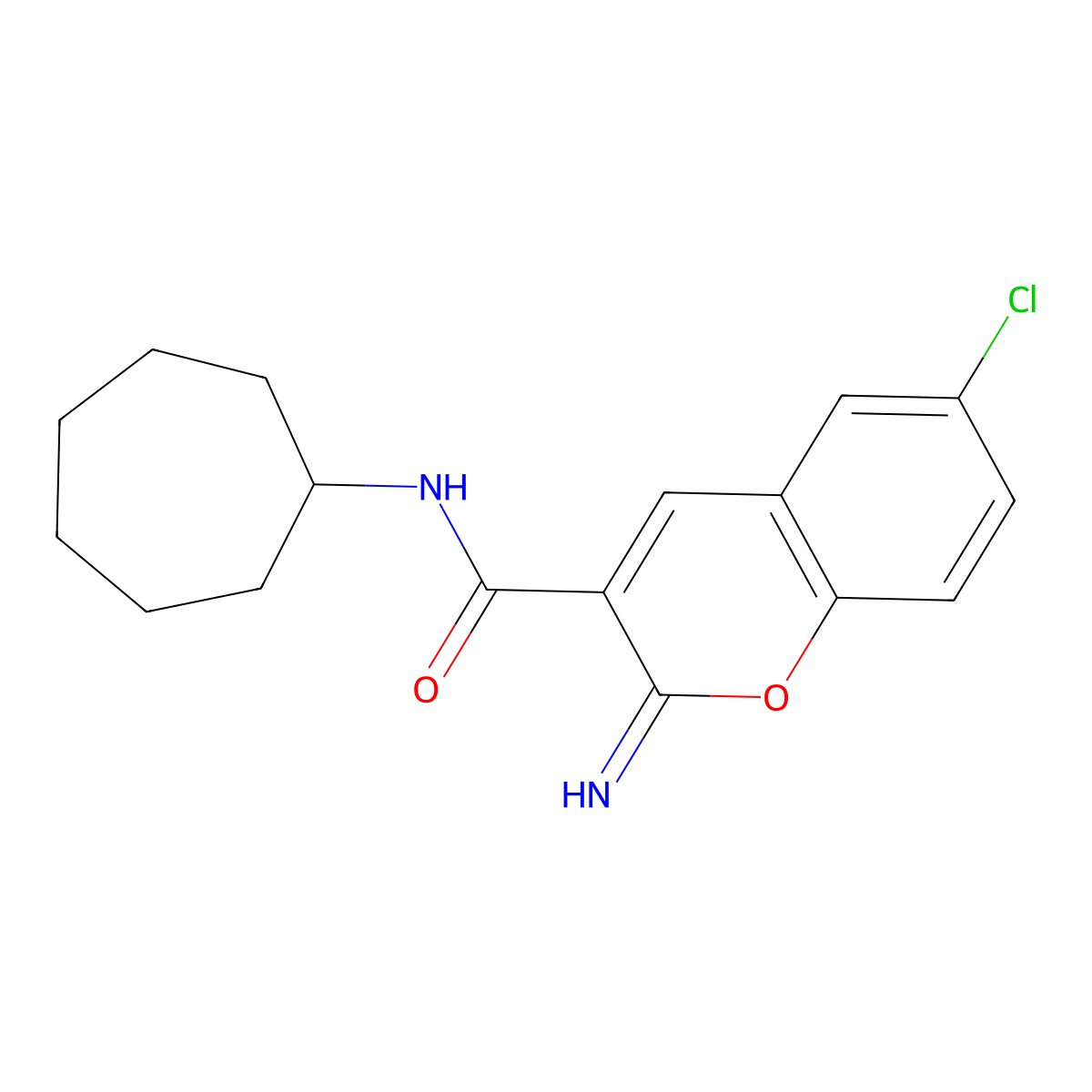 6-chloro-N-cycloheptyl-2-imino-2H-chromene-3-carboxamide molecular structure, CAS 669711-17-5