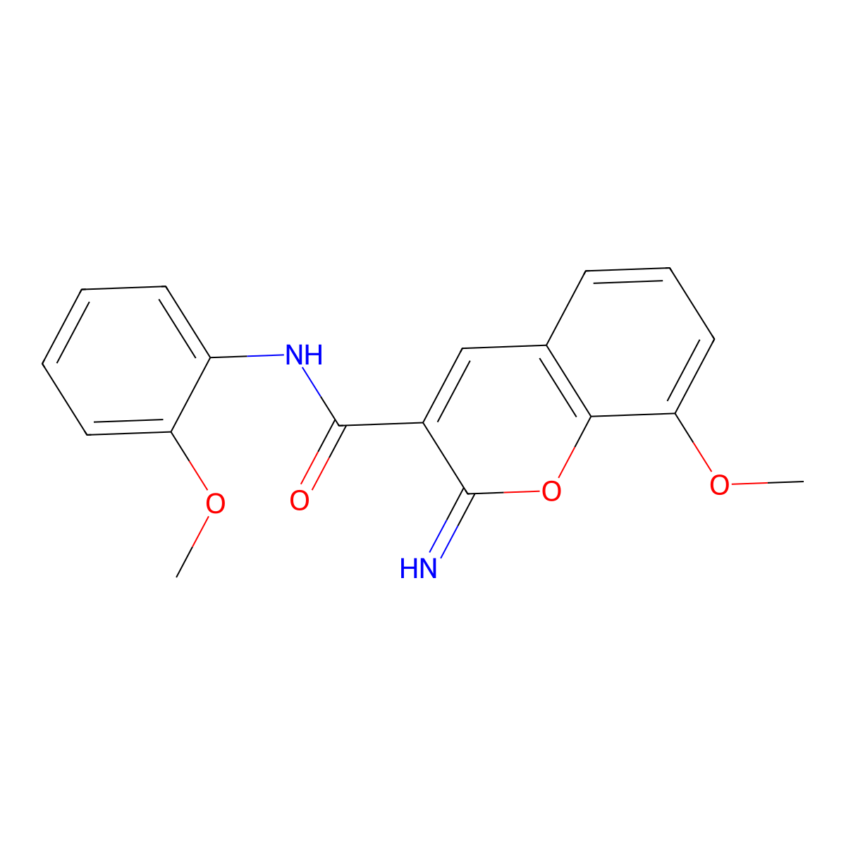 2-imino-8-methoxy-N-(2-methoxyphenyl)-2H-chromene-3-carboxamide molecular structure, CAS 669711-20-0
