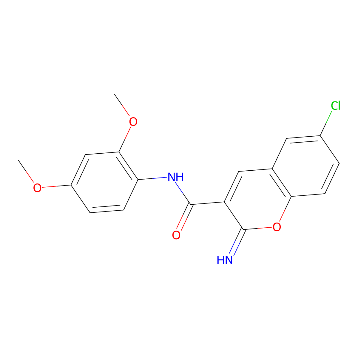6-chloro-N-(2,4-dimethoxyphenyl)-2-imino-2H-chromene-3-carboxamide molecular structure, CAS 669711-56-2