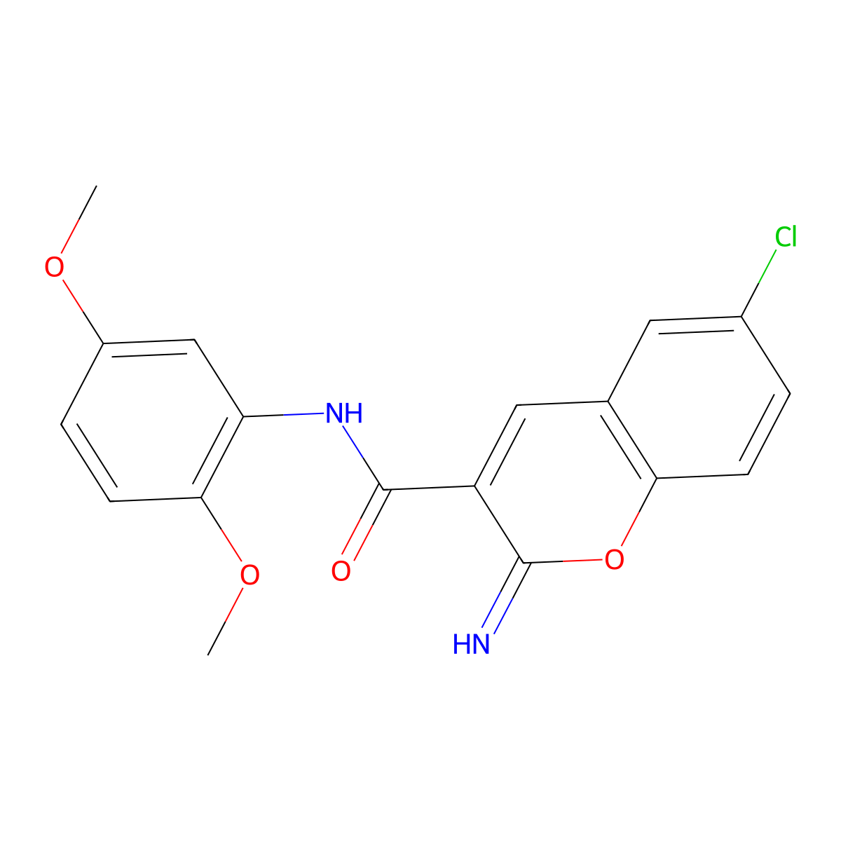 6-chloro-N-(2,5-dimethoxyphenyl)-2-imino-2H-chromene-3-carboxamide molecular structure, CAS 669711-57-3