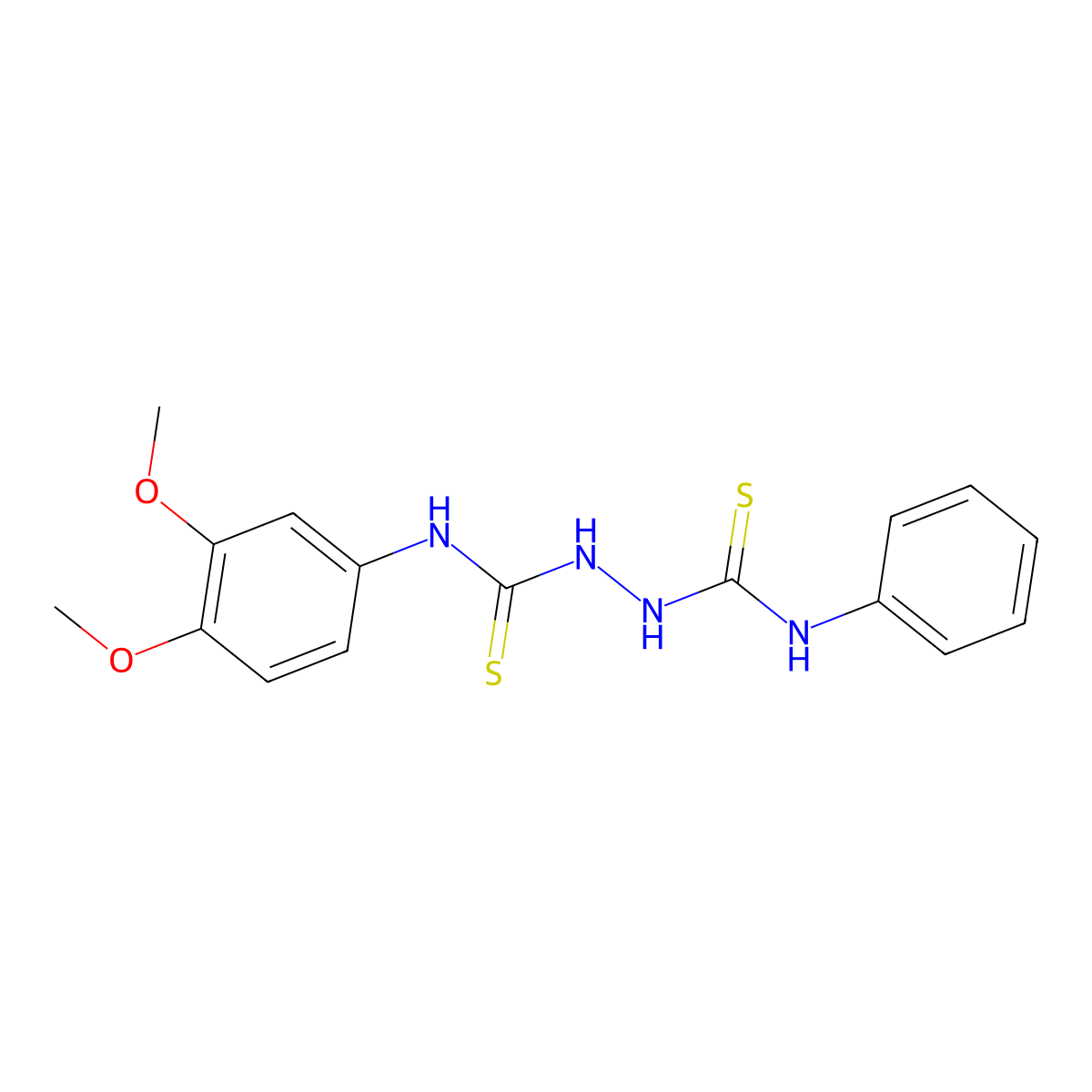 N-(3,4-dimethoxyphenyl)-N'-phenylhydrazine-1,2-dicarbothioamide molecular structure, CAS 669711-58-4