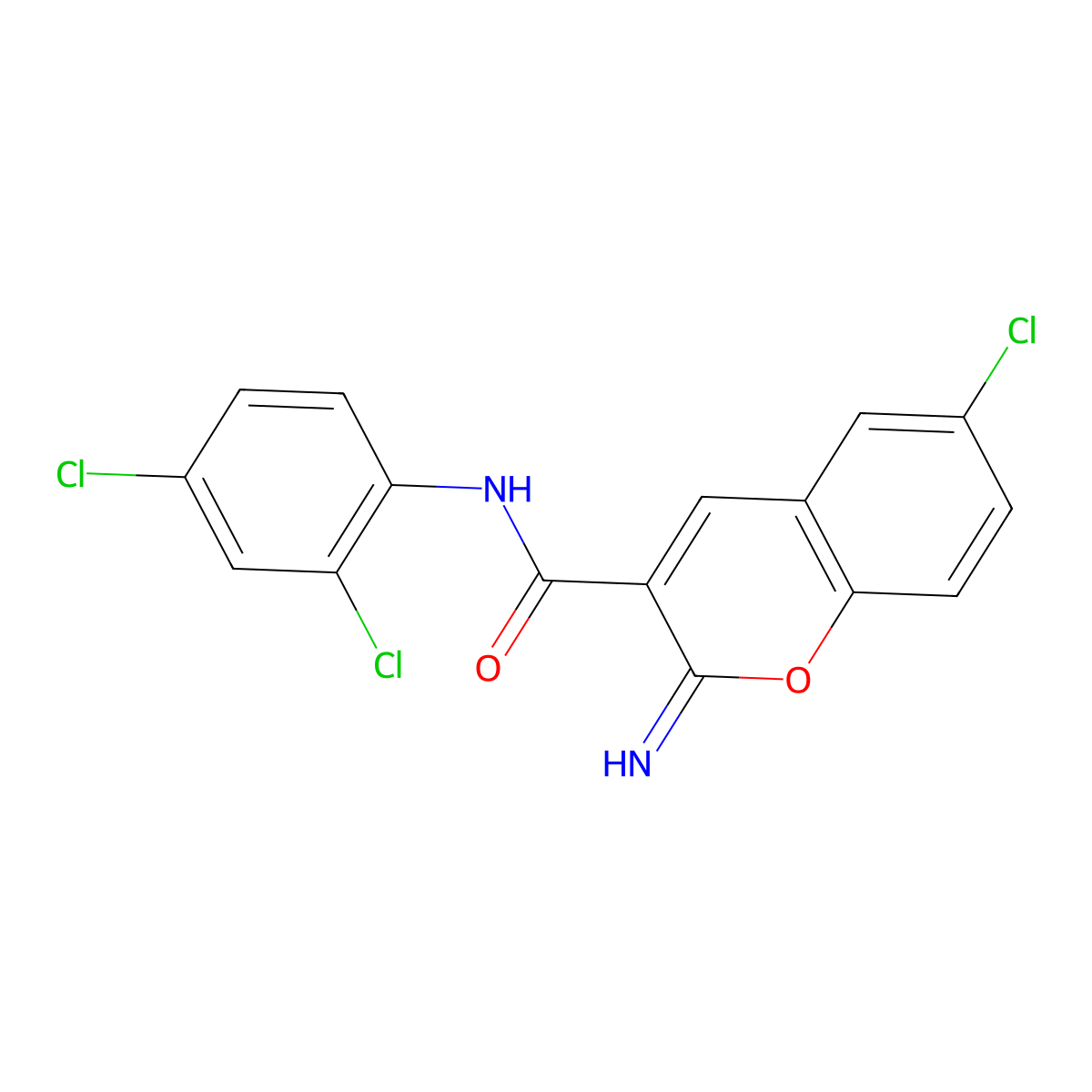 6-chloro-N-(2,4-dichlorophenyl)-2-imino-2H-chromene-3-carboxamide molecular structure, CAS 669711-66-4