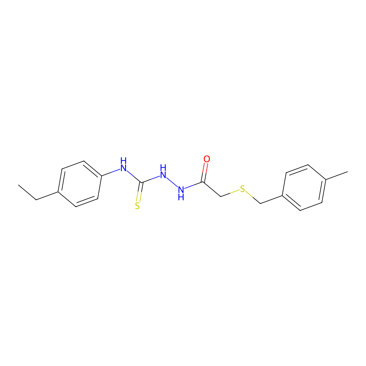 N-(4-ethylphenyl)-2-{[(4-methylbenzyl)sulfanyl]acetyl}hydrazinecarbothioamide molecular structure, CAS 669711-80-2