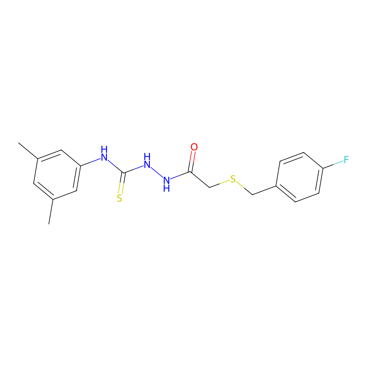 N-(3,5-dimethylphenyl)-2-{[(4-fluorobenzyl)sulfanyl]acetyl}hydrazinecarbothioamide molecular structure, CAS 669711-88-0