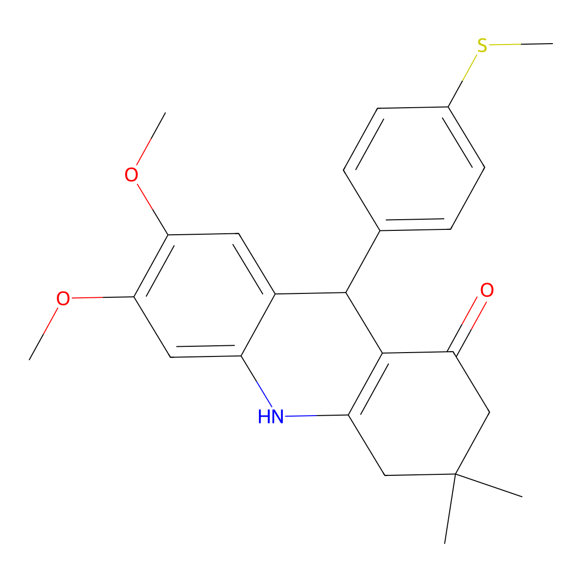 6,7-Dimethoxy-3,3-dimethyl-9-(4-methylsulfanylphenyl)-2,4,9,10-tetrahydroacridin-1-one molecular structure, CAS 669711-94-8