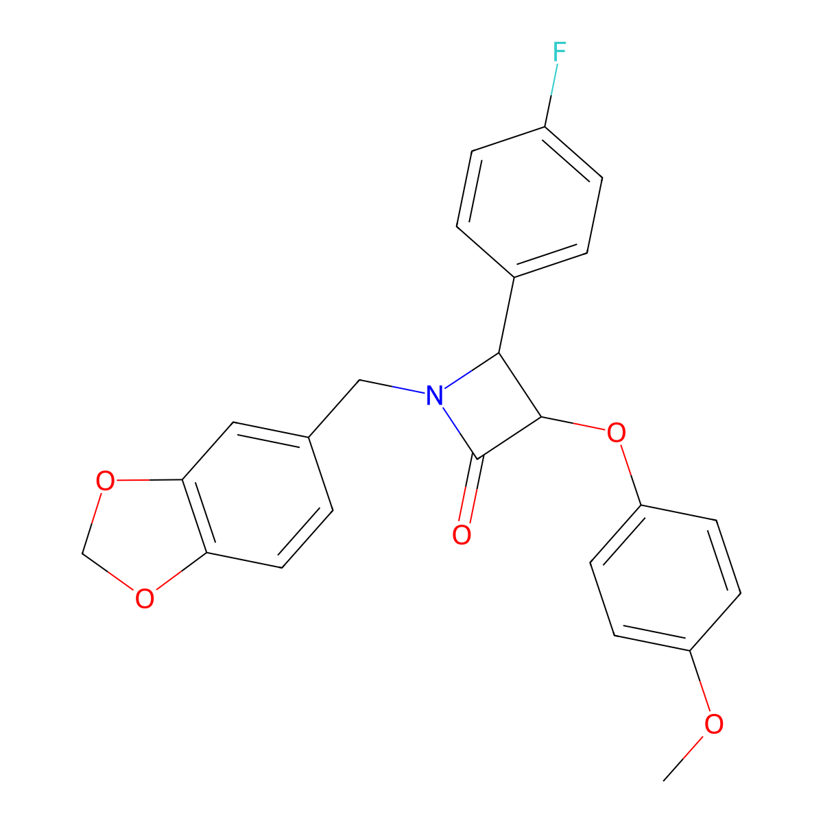 1-(1,3-Benzodioxol-5-ylmethyl)-4-(4-fluorophenyl)-3-(4-methoxyphenoxy)azetidin-2-one molecular structure, CAS 669712-27-0