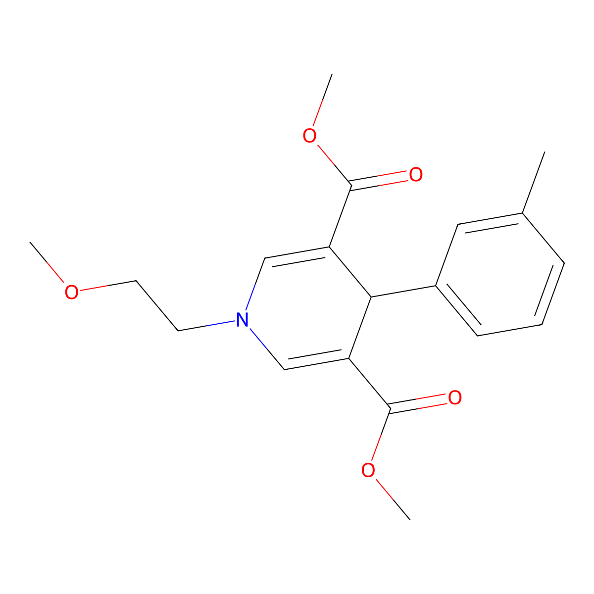Dimethyl 1-(2-methoxyethyl)-4-(3-methylphenyl)-1,4-dihydropyridine-3,5-dicarboxylate molecular structure, CAS 669712-33-8